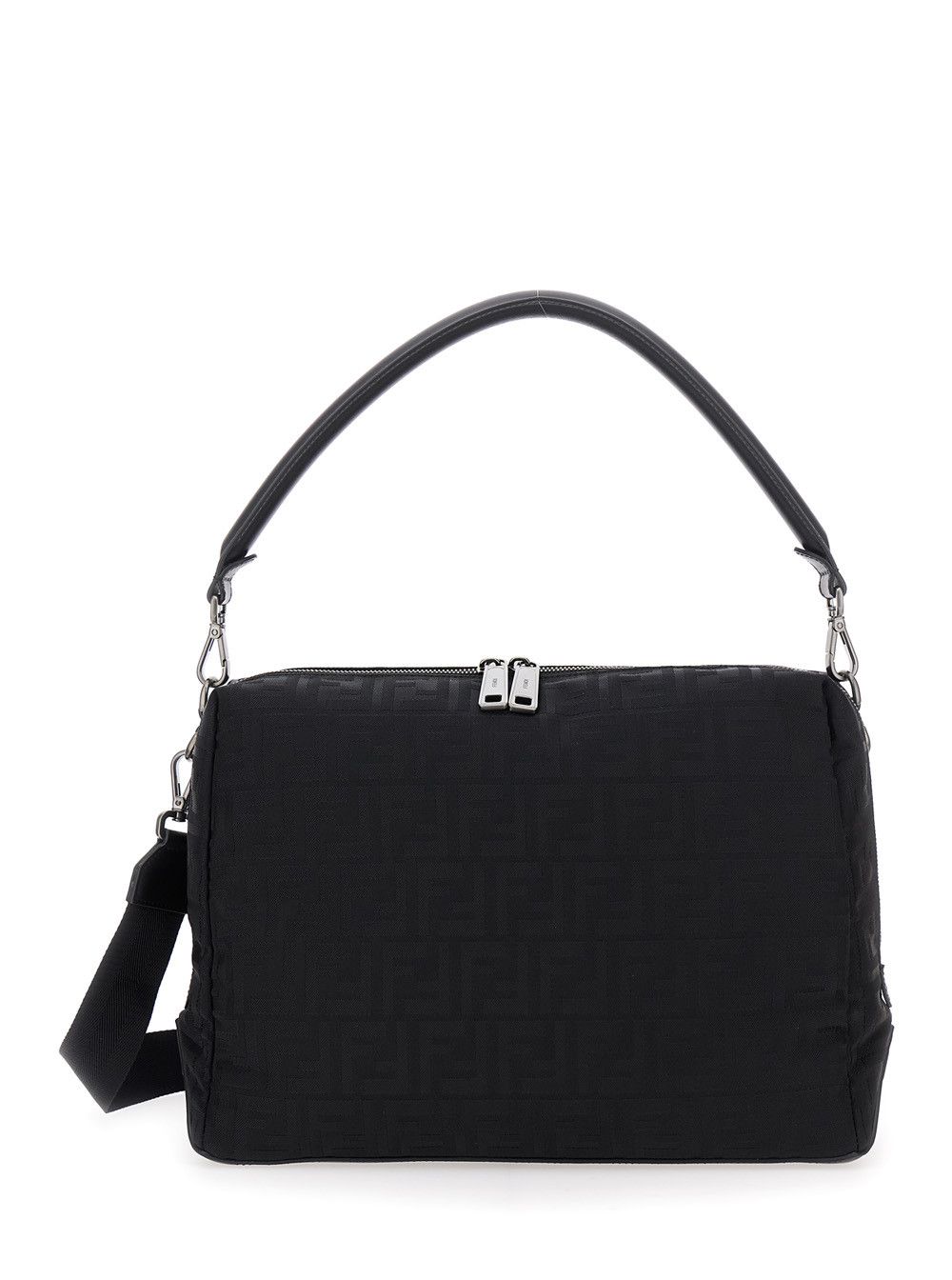 Fendi 'Lui Large' Black Shoulder Bag with All-Over FF Motif in Tech Fabric Man Size ONE SIZE - 1 Thumbnail