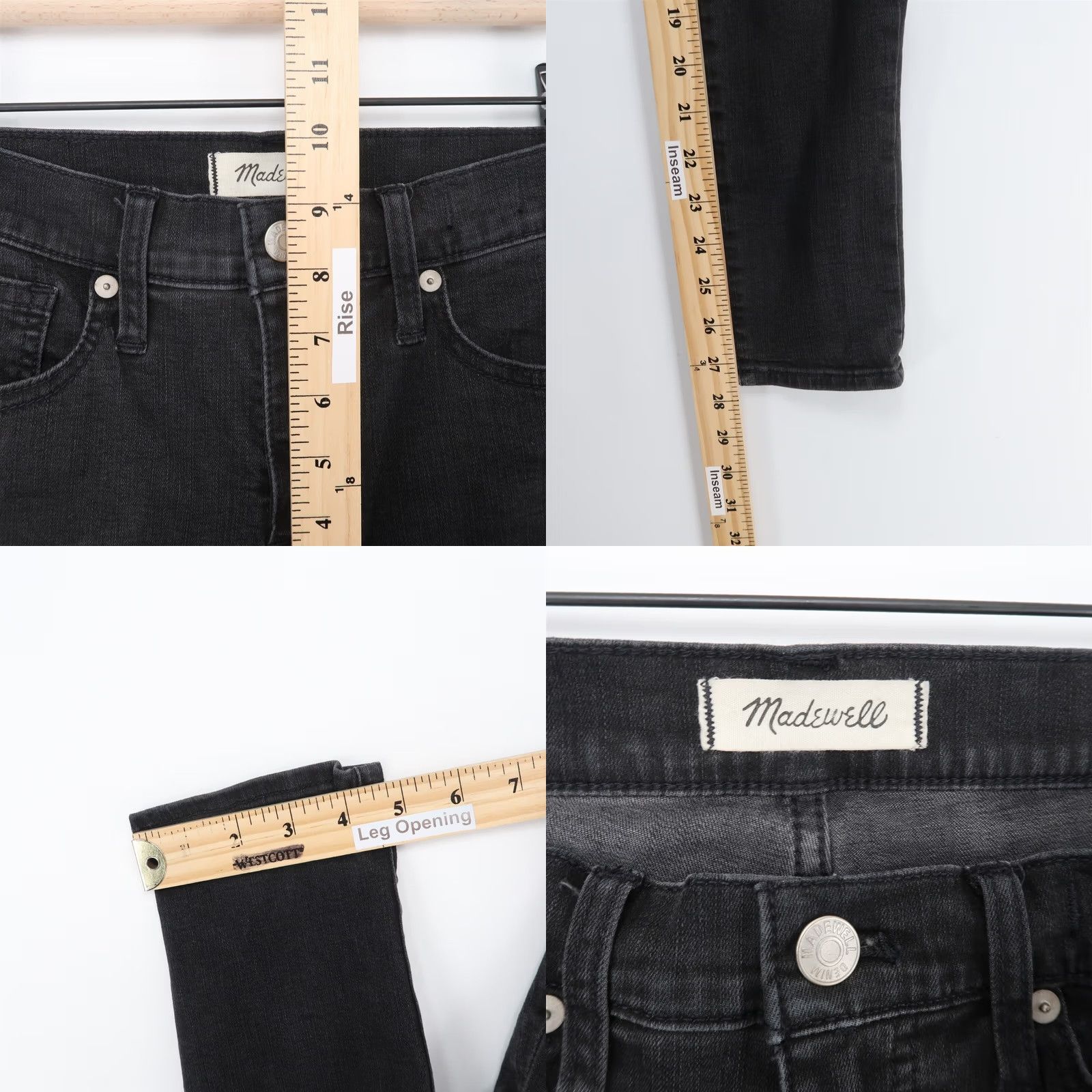 Madewell Madewell Jeans Womens 26 Black 9" High Rise Skinny Stretch Denim Shirt Size 26" / US 2 / IT 38 - 8 Thumbnail