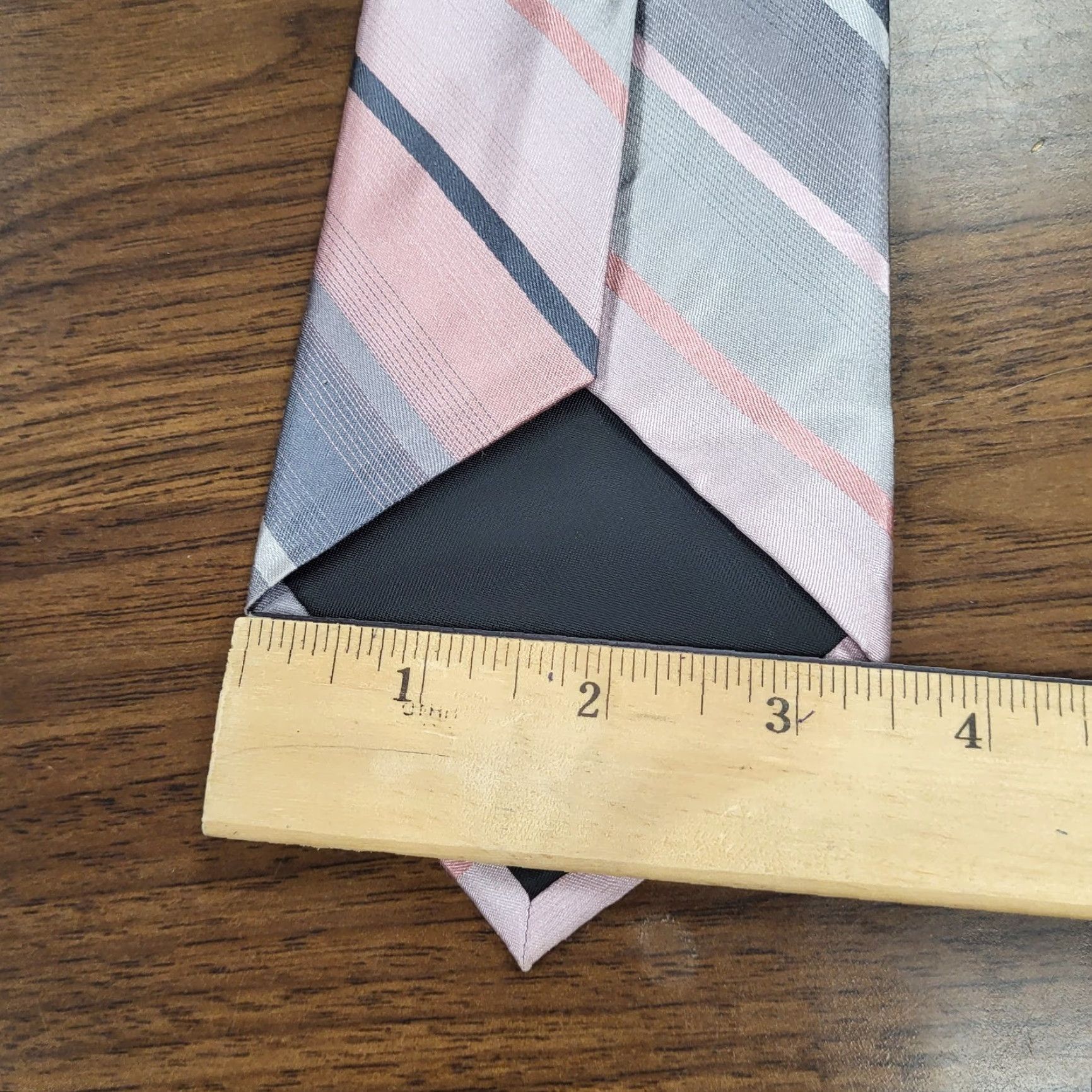 Croft & Barrow Croft & Barrow Neck Tie Mens 100% Silk Pink Grey Blue Diagonal Striped Preppy Mulitcolor Adjustable Tie Mens Size ONE SIZE - 3 Thumbnail