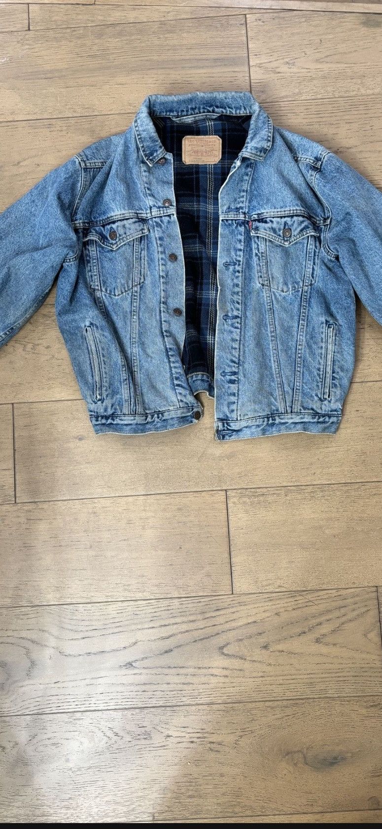 Levi's Vintage Clothing Vintage 90s Levis Plaid Lined Denim Trucker Jacket Size US M / EU 48-50 / 2 - 1 Thumbnail
