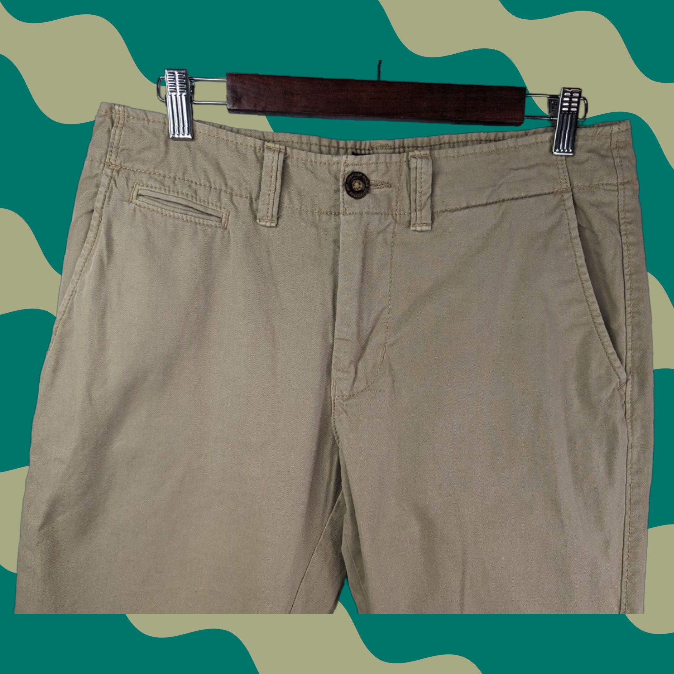 American Eagle Outfitters American Eagle Outfitters Pants Mens 32 Chino Straight Khaki Beige Cotton Flat Front 30 In Distressed Size US 32 / EU 48 - 1 Thumbnail