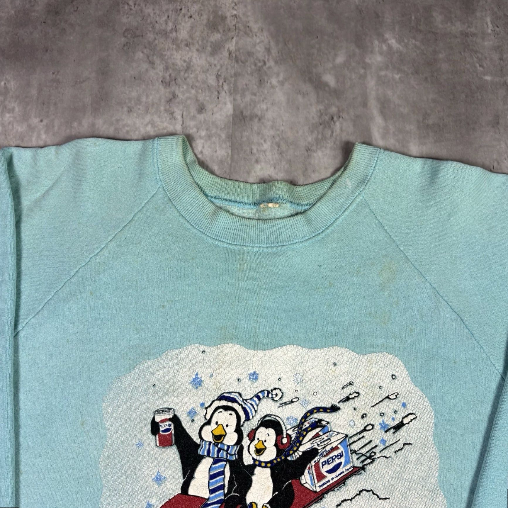 Hanes VINTAGE Pepsi Penguin Promo Art Sweatshirt Blue Logo Print Adult Medium Hanes Sweatshirt Mens Cotton Knit Pullover All Seasons Size US M / EU 48-50 / 2 - 7 Thumbnail