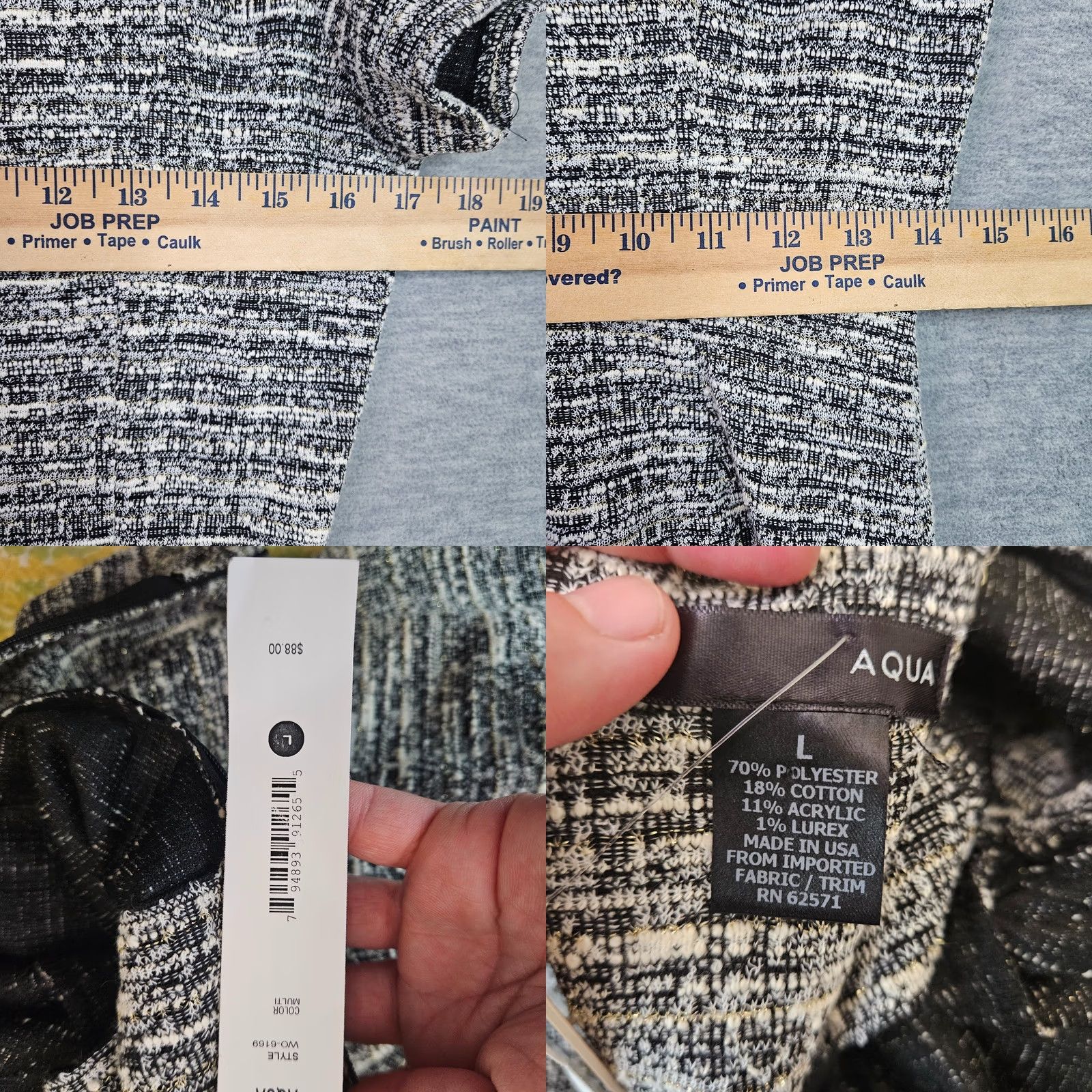 AQUA AQUA Dress Short Sleeve Tweed Ruffle Hem Multicolor L New Womens Juniors Size L Casual Party/Cocktail A-Line Dress Size 36" / US 14 / IT 50 - 8 Thumbnail