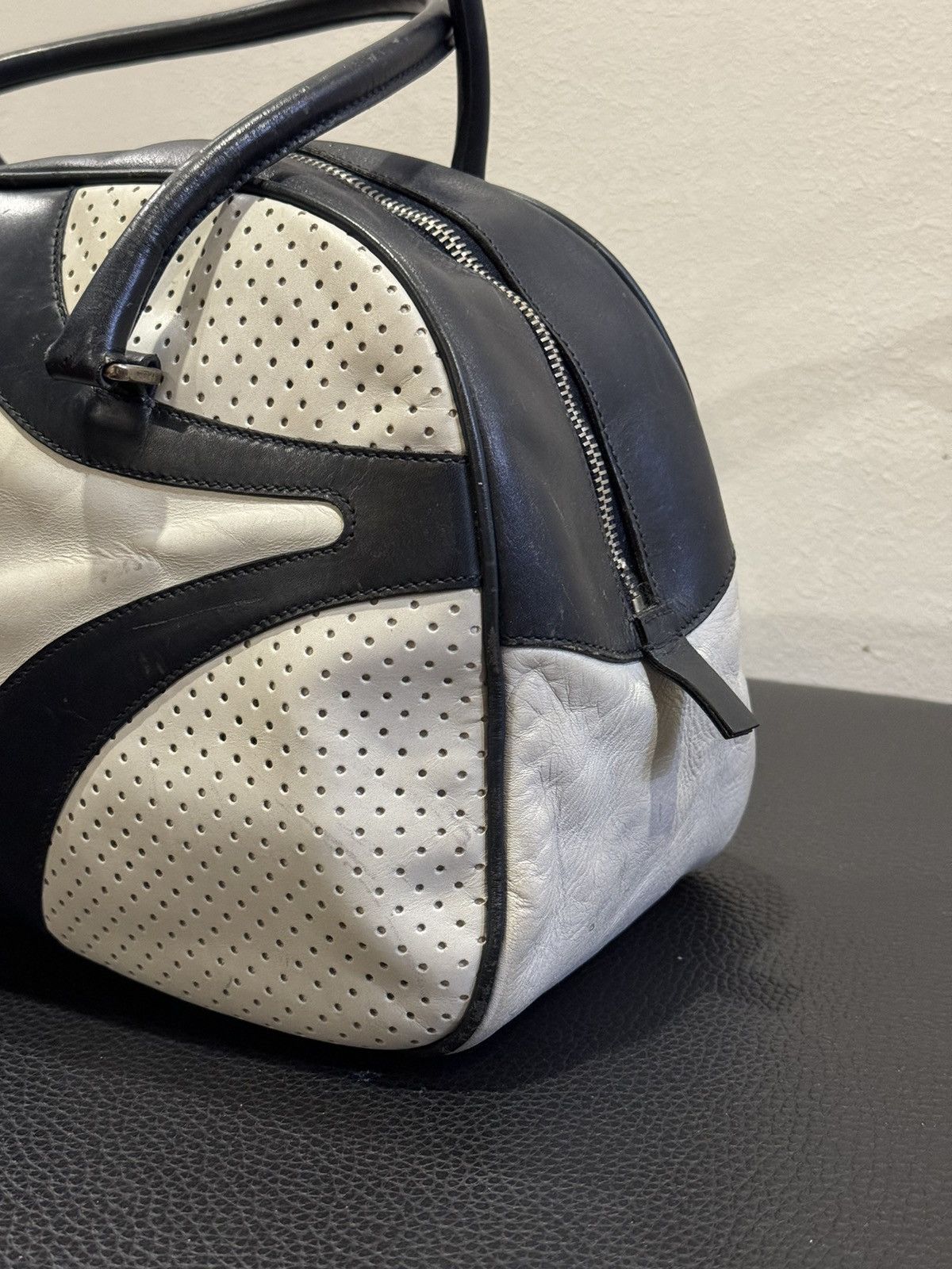 Prada PRADA Black Leather Bowling Bag Satchel Bowler Handbag Ss00 Size ONE SIZE - 6 Thumbnail