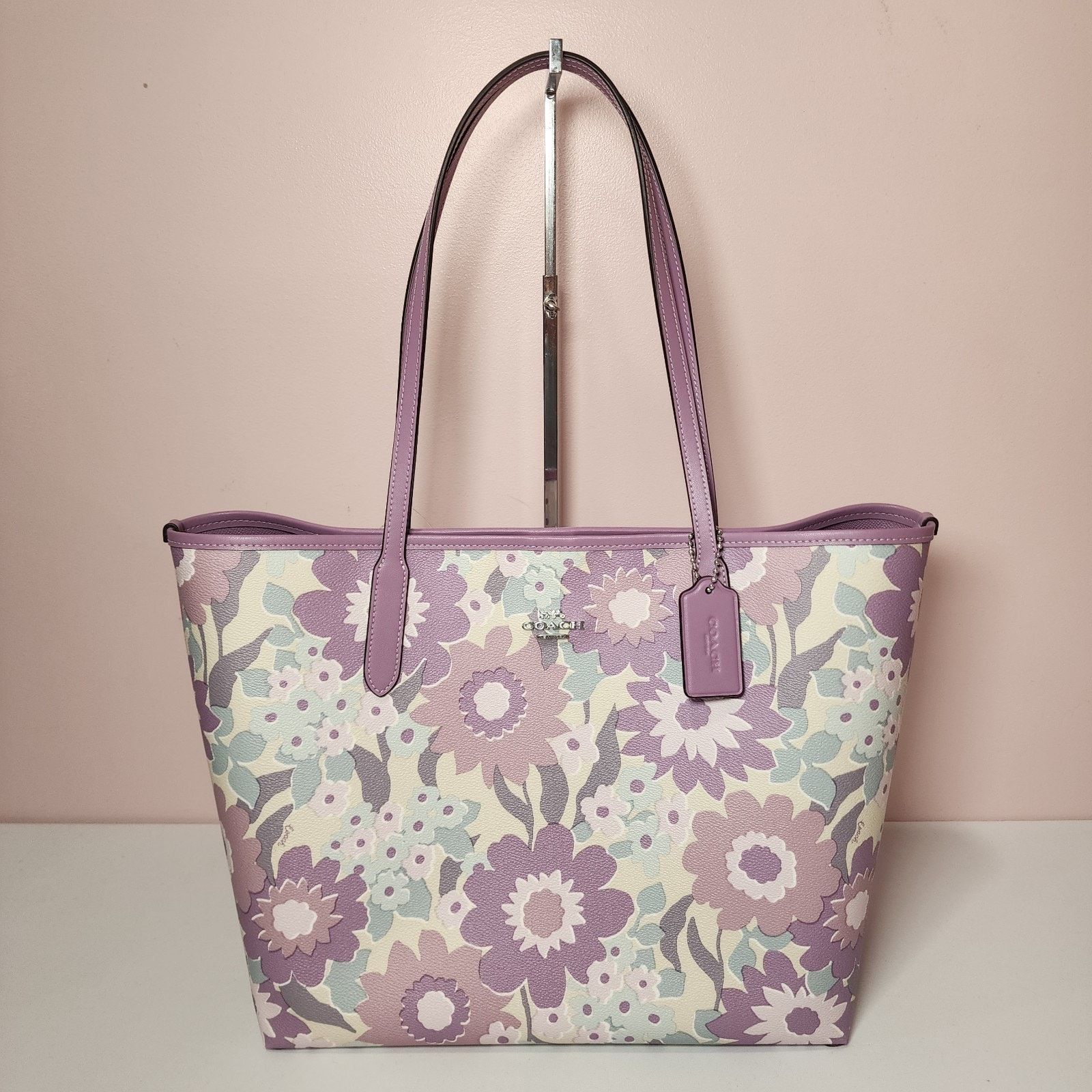 Coach NWT COACH CBG78 City Tote Bag With Floral Print Purple Multi Size ONE SIZE - 1 Thumbnail