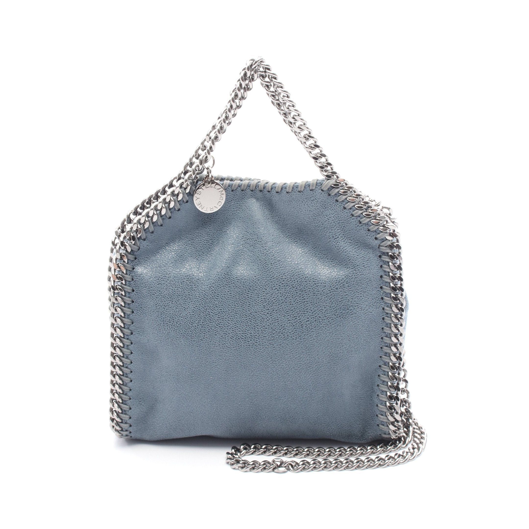 Stella Mccartney Falabella Tiny Chain Shoulder Bag Fake Leather Blue Gray, Women's