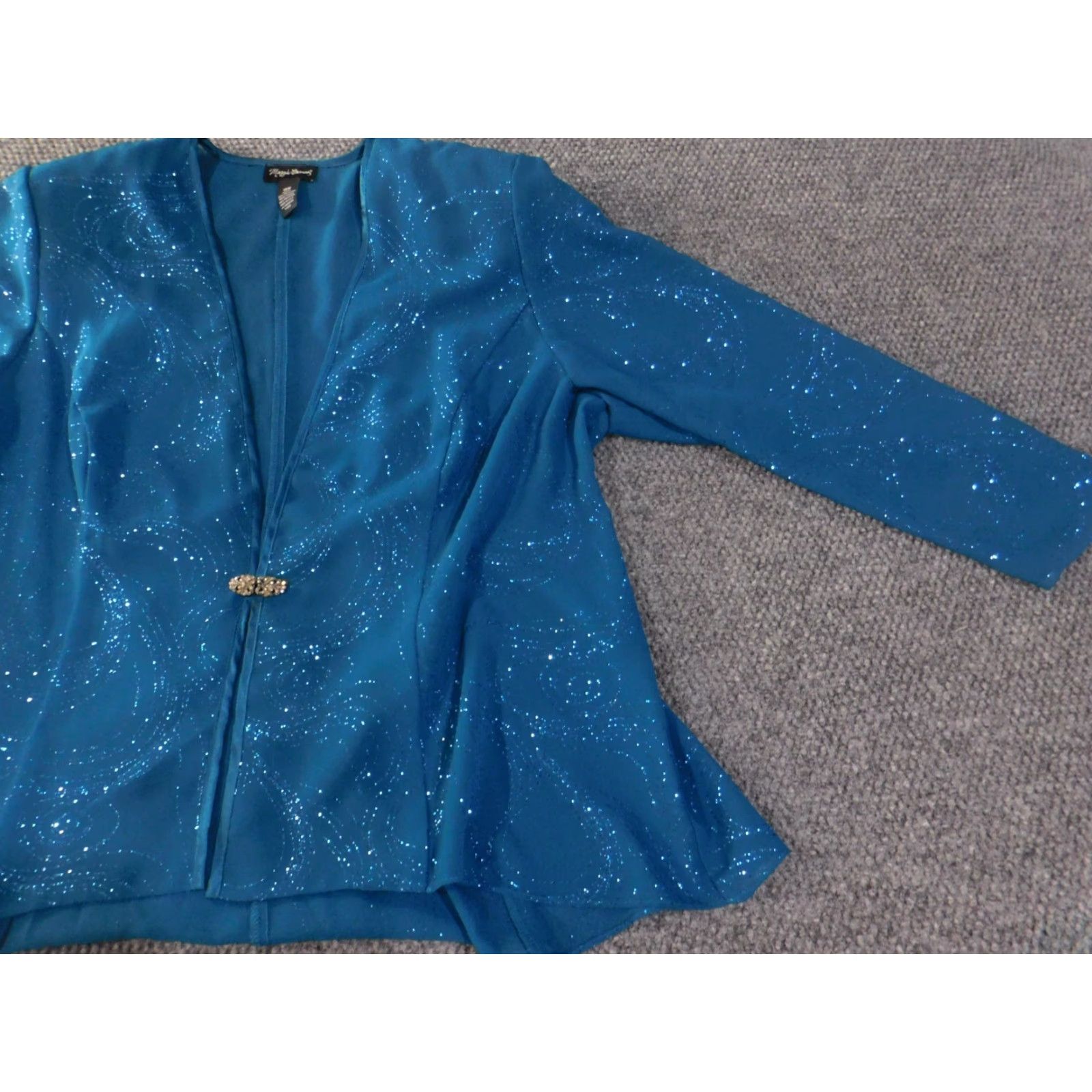 Vintage Maggie Barnes Jacket Womens 18W Blue Lined Regular Polyester Rayon Long Sleeve Fall Winter Stylish Basic Jacket Bodice? Size XXL / US 16-18 / IT 52-54 - 3 Thumbnail