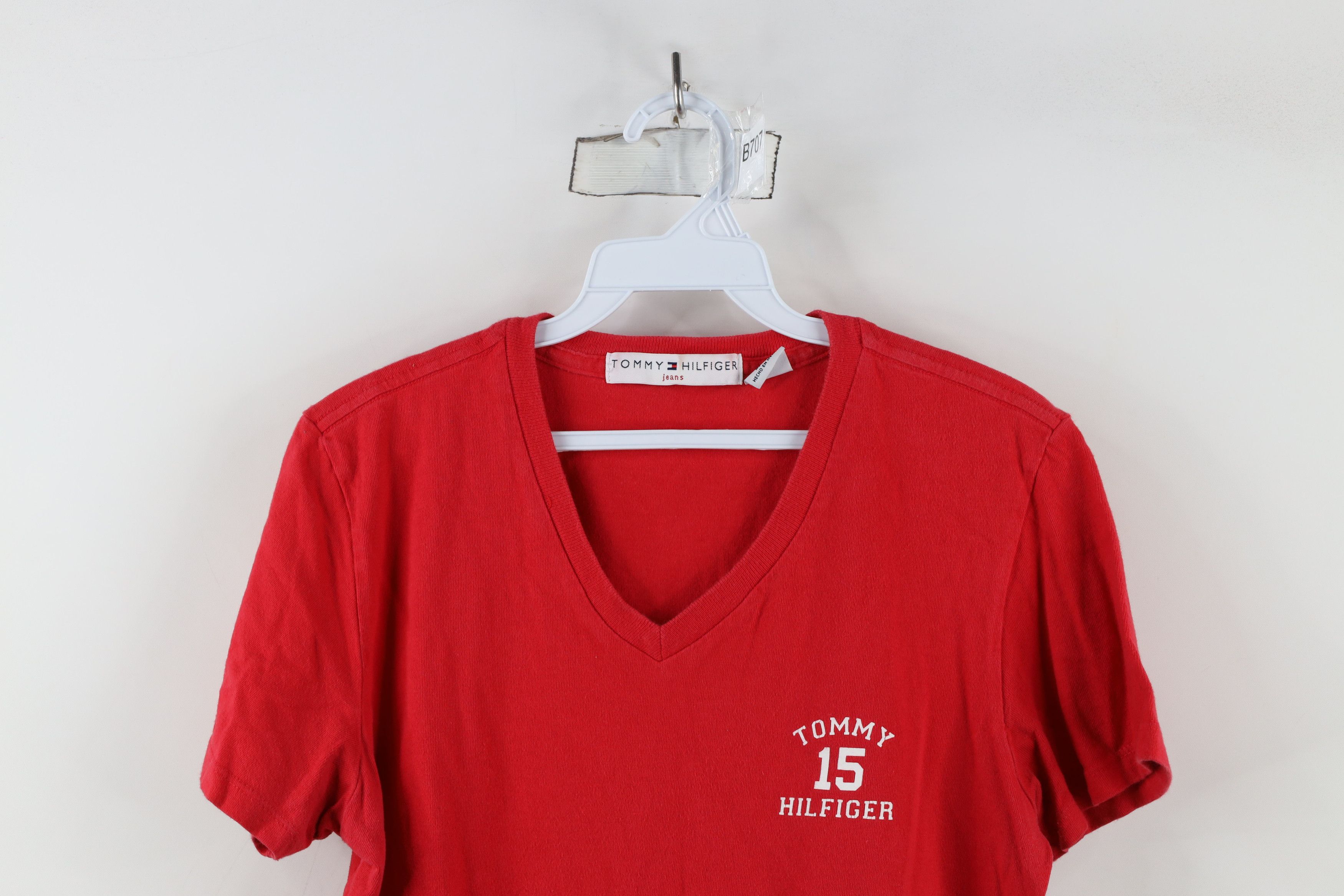 Tommy Hilfiger × Vintage Vintage 90s Tommy Hilfiger Knit Short Sleeve T-Shirt Red Size M / US 6-8 / IT 42-44 - 2 Thumbnail