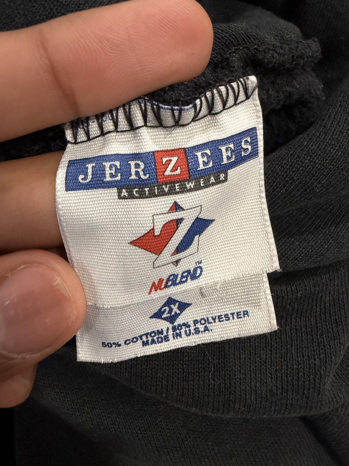 Jerzees Vintage 90s Jerzees Activewear Faded Black Blank Hoodie Size US XXL / EU 58 / 5 - 8 Thumbnail