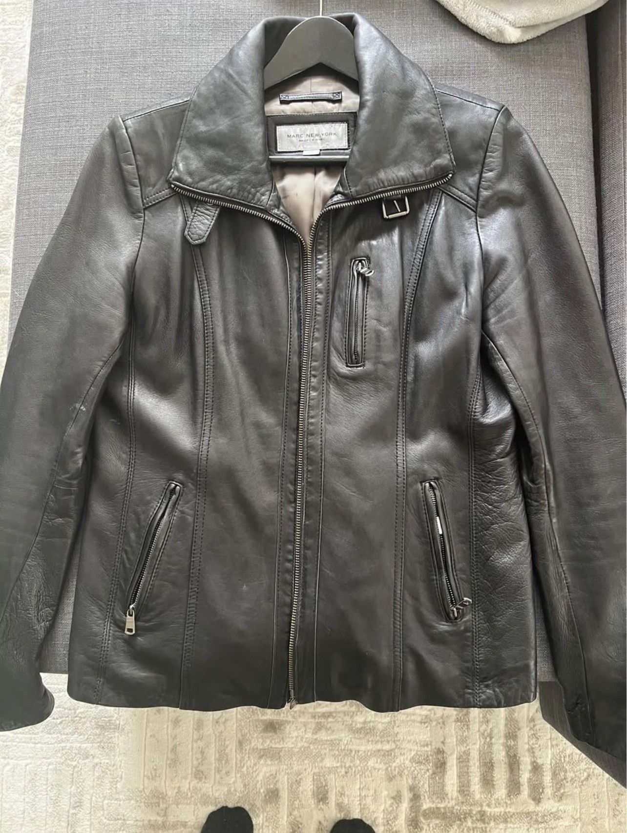 Andrew Marc Marc New York, Moto leather, lambskin jacket Size M / US 6-8 / IT 42-44 - 2 Thumbnail