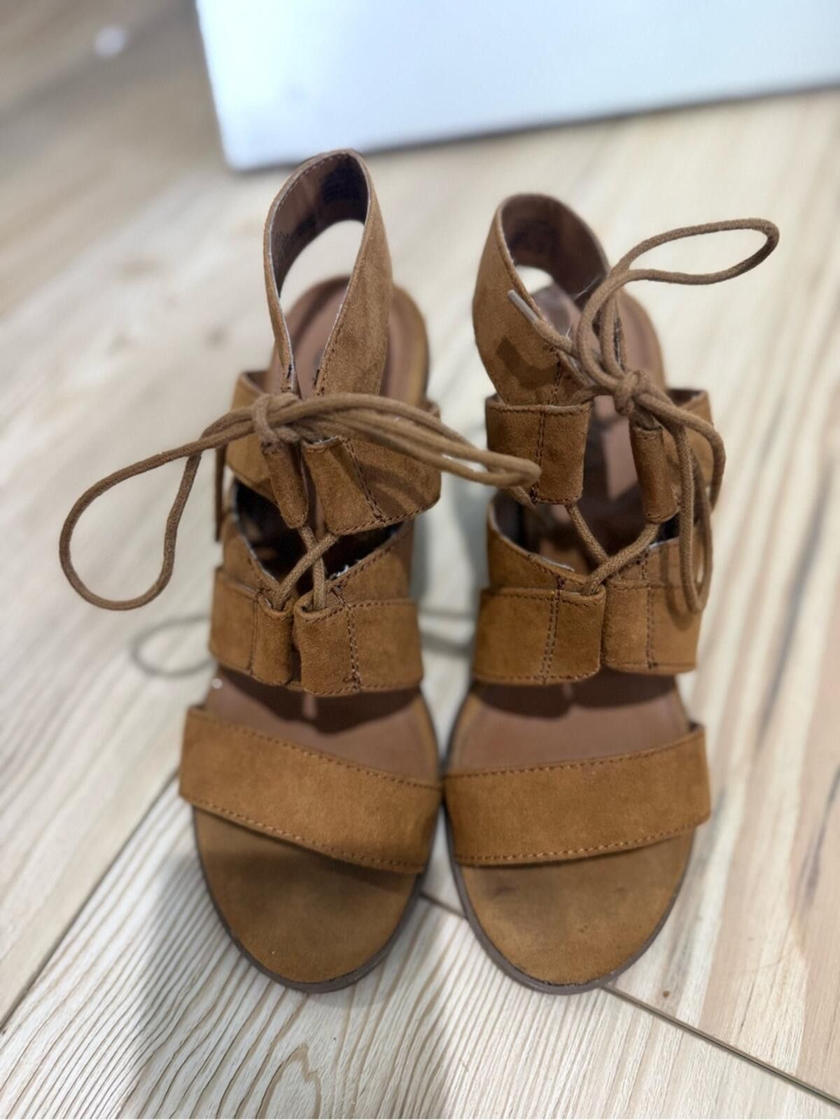 Other Candie's Womens Suede Lace-Up Block Heel Sandals in Brown Size US 7 / IT 37 - 5 Thumbnail
