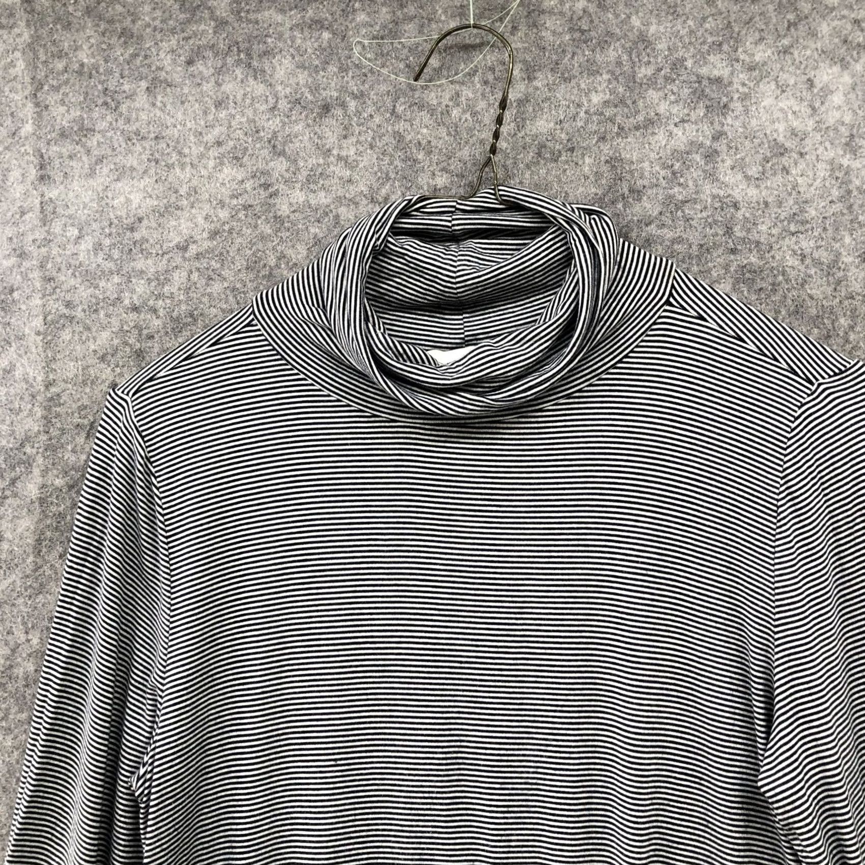 Loft Loft Turtleneck T Shirt Womens M Navy Blue White Striped Jersey Lightweight Size M / US 6-8 / IT 42-44 - 3 Thumbnail