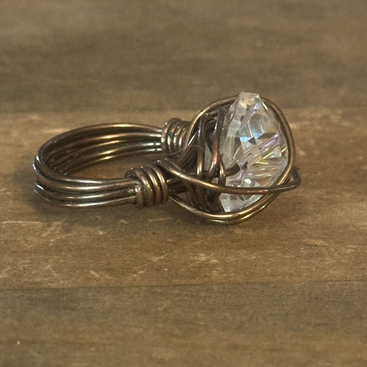 Vintage Vintage Aurora Borealis wired wrapped stone ring Size ONE SIZE - 5 Thumbnail