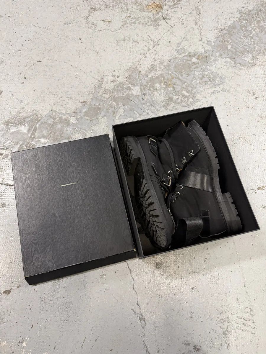 Dries Van Noten 2000s Dries Van Noten Stras Combat Black Leather Boots Size US 12 / EU 45 - 6 Thumbnail