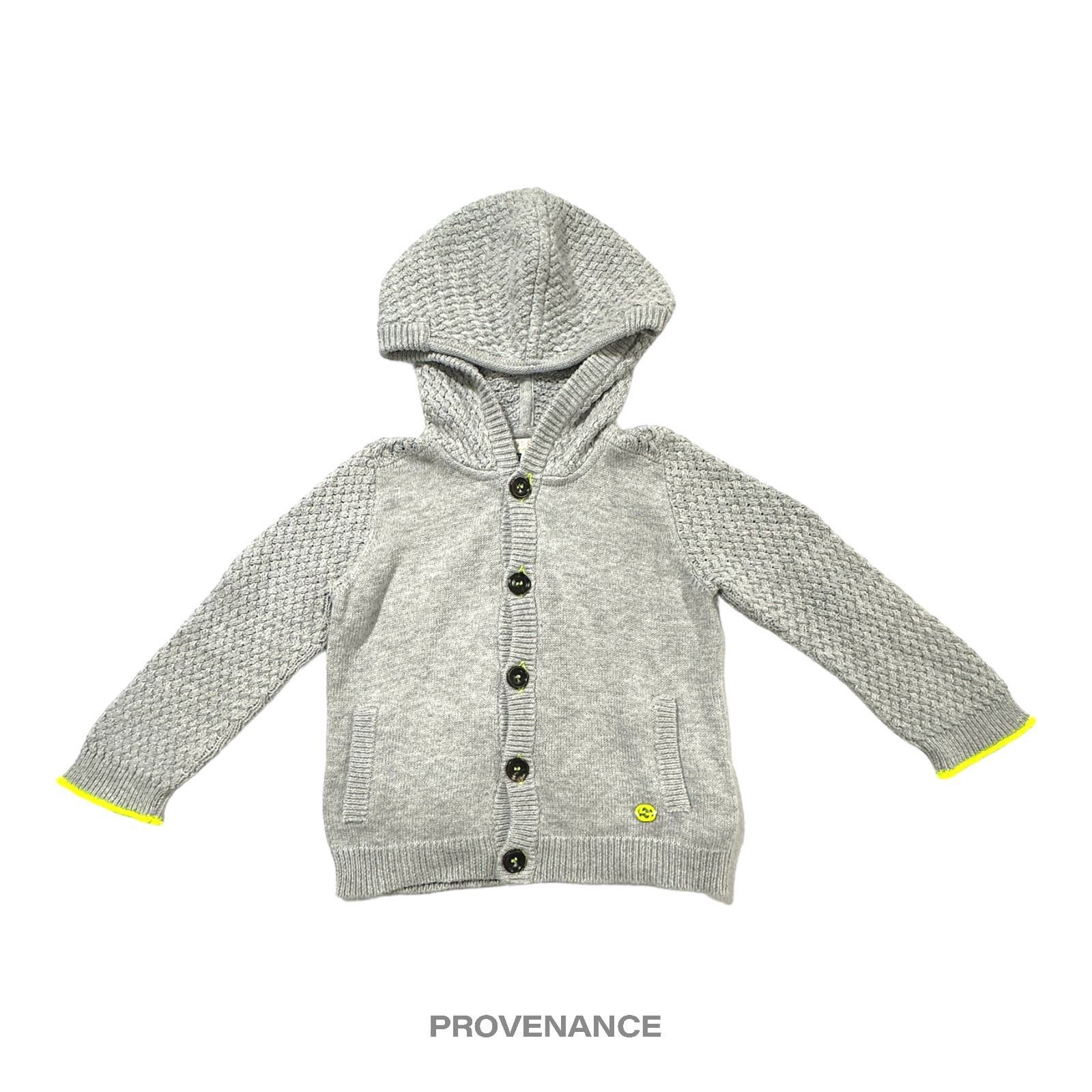 image of Gucci Baby Logo Knit Hoodie - Grey Fluorescent Yellow, Women's (Size XS)