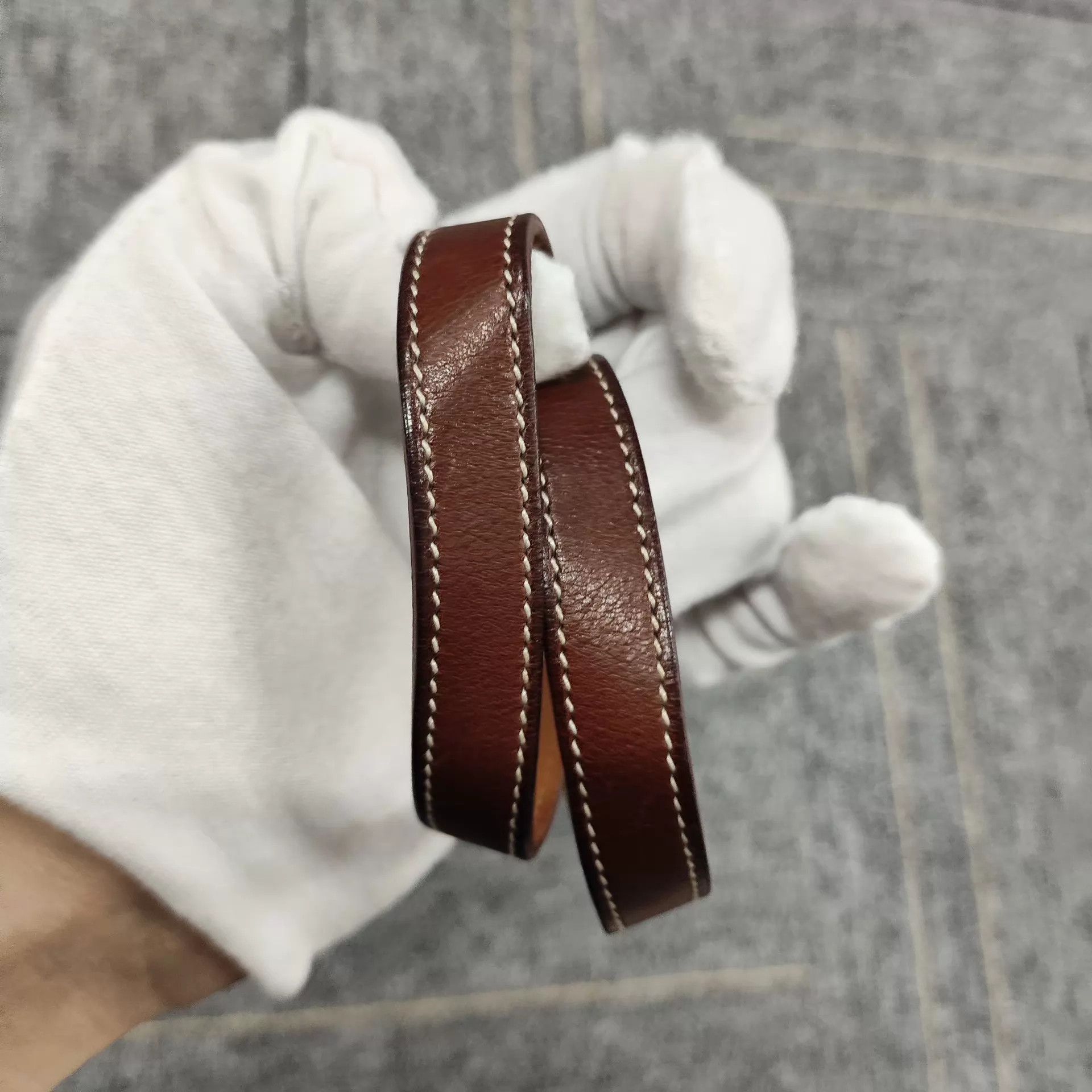 Hermes Hermès Calfskin Double Loop Brown Bracelet Size ONE SIZE - 6 Thumbnail