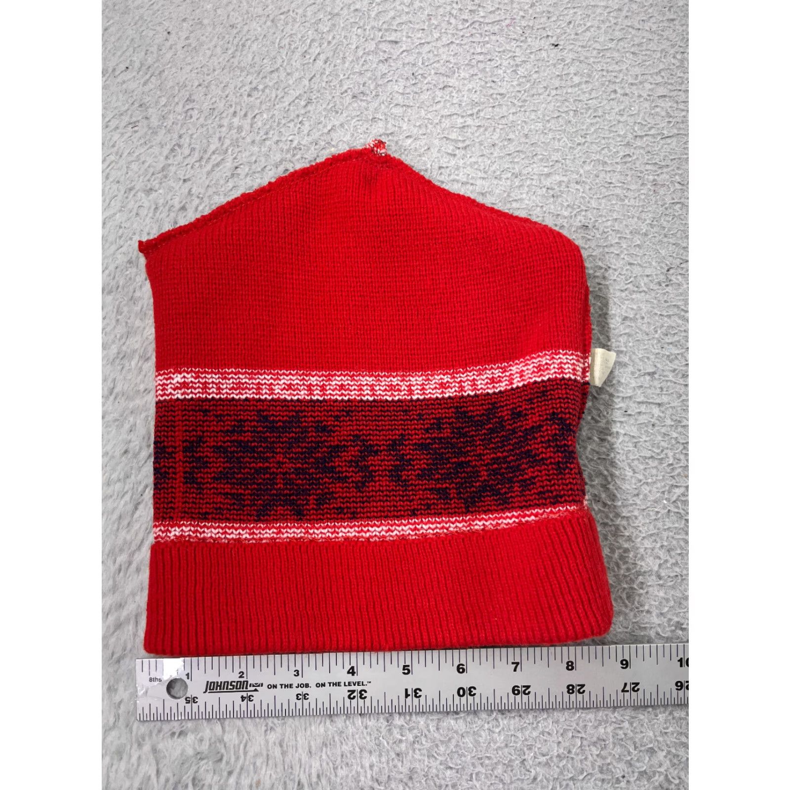 Vintage VINTAGE Beanie Hat Adult One Size Red Knit 100% Acrylic Fair Isle Winter Men Boys Size ONE SIZE - 5 Thumbnail
