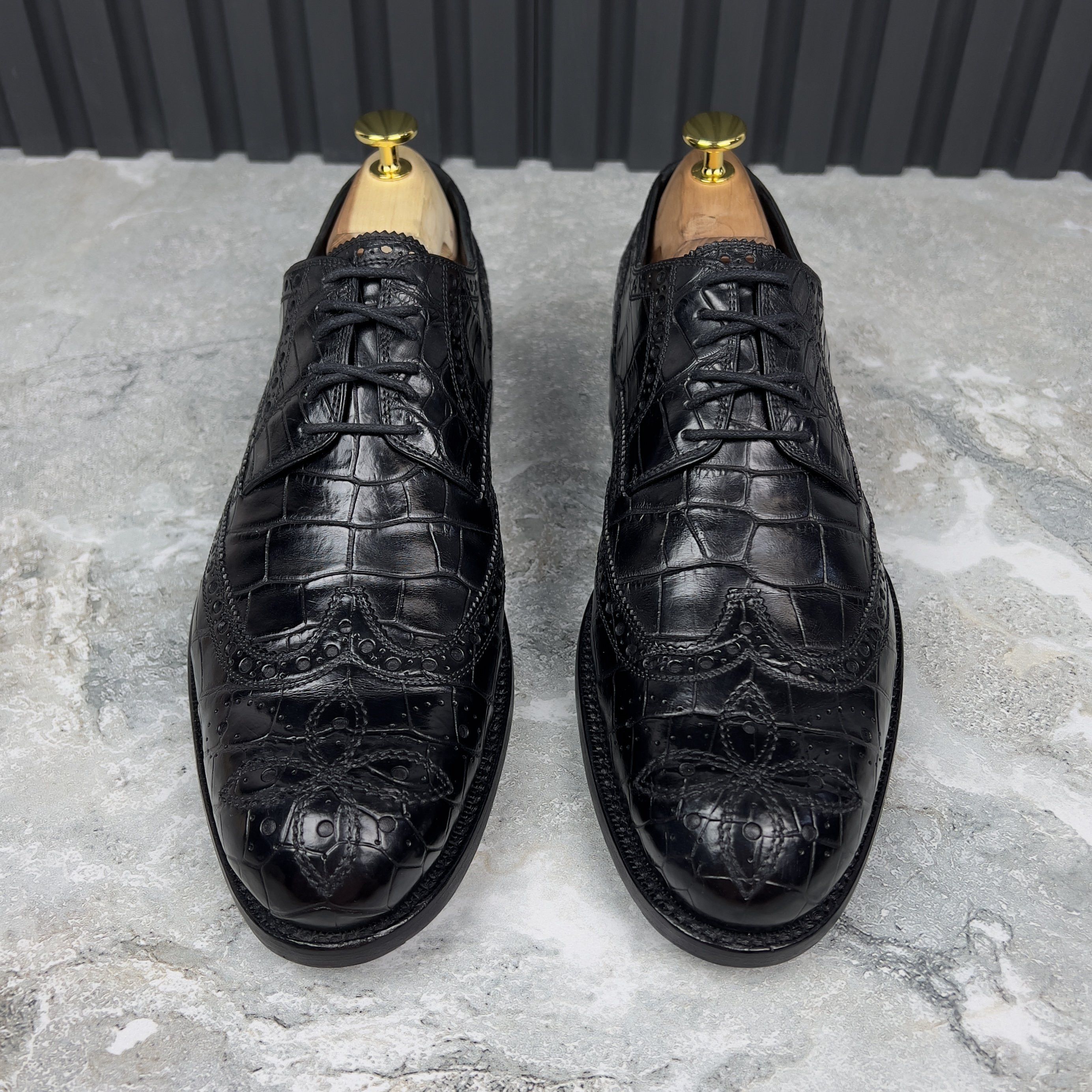 Louis Vuitton Derby Wingtip Alligator Crocodile Black Leather Size US 8 / EU 41 - 6 Thumbnail