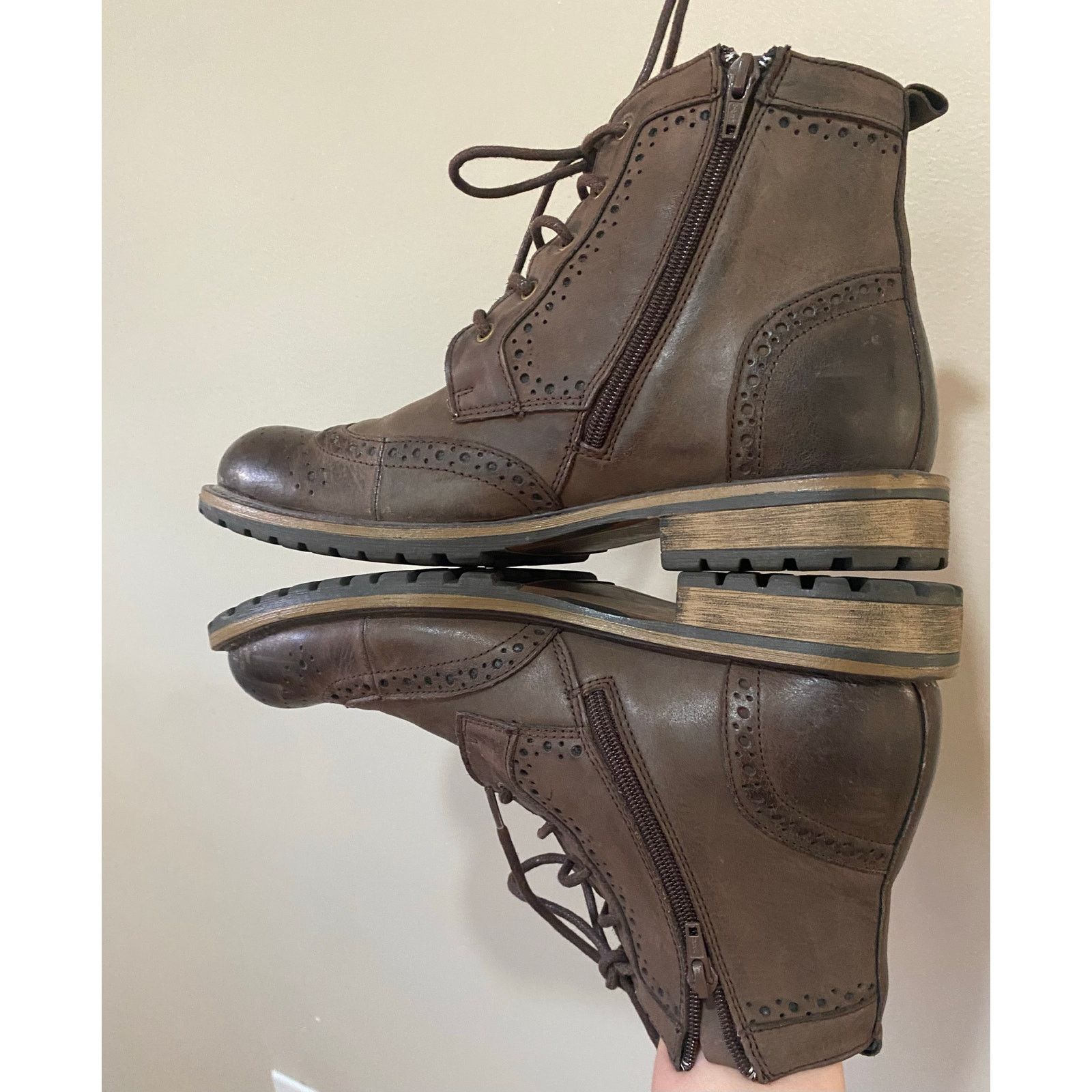 Steve Madden EUC Steve Madden Leather Boots Sprocket Brown 11 Zip Wingtip Size US 11 / EU 44 - 7 Thumbnail