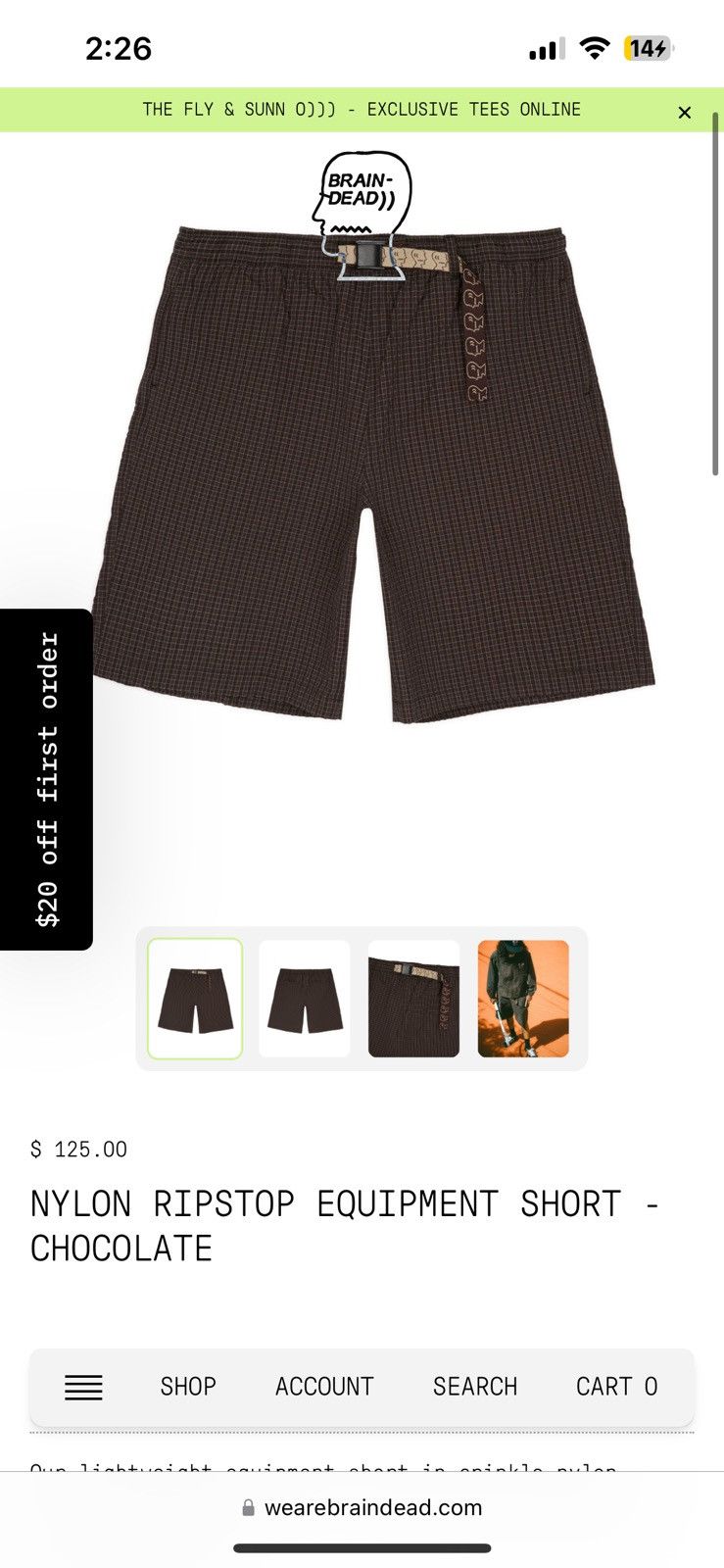 Brain Dead Size L NYLON RIPSTOP EQUIPMENT SHORT - CHOCOLATE Size US 34 / EU 50 - 1 Thumbnail