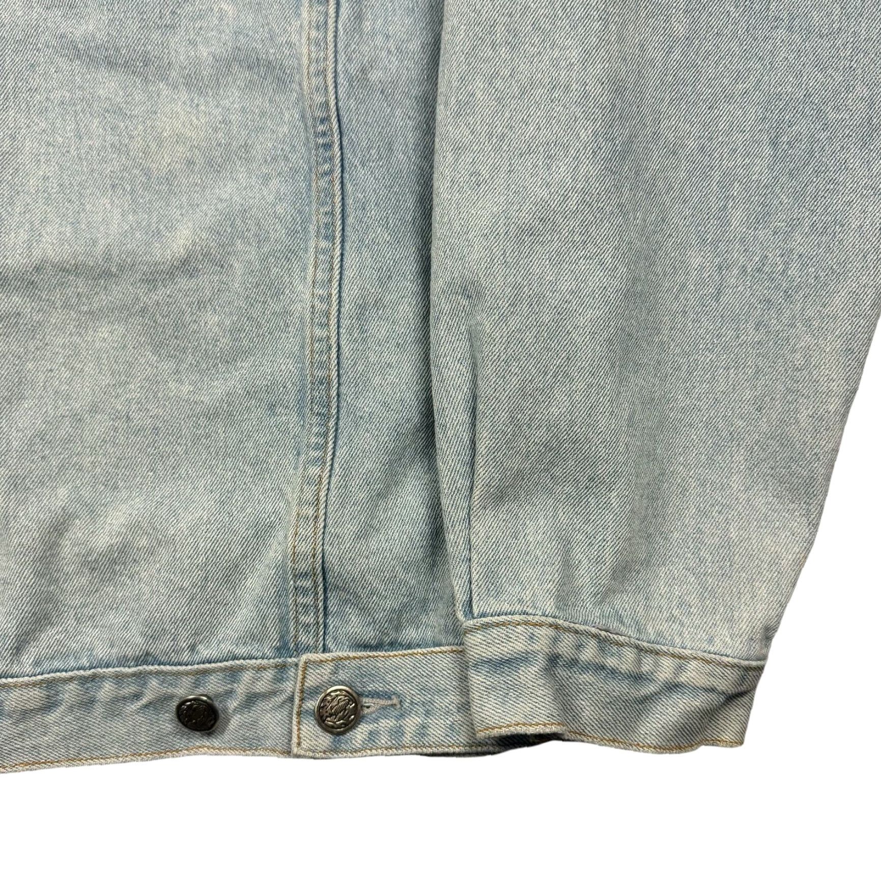 Vintage VINTAGE Denim Jacket Mens L 90s Lightwash Oklahoma Omaha Most Wanted Jacket Jeans Blue Embroidered 90s Mens Wang? Size US 33 - 4 Thumbnail