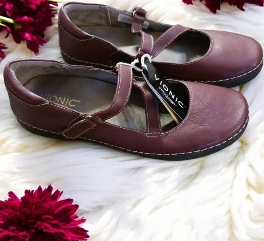 Vionic Vionic Judith Burgundy Mary Jane Flat Shoes Size 8.5 Size US 8.5 / IT 38.5 - 1 Thumbnail