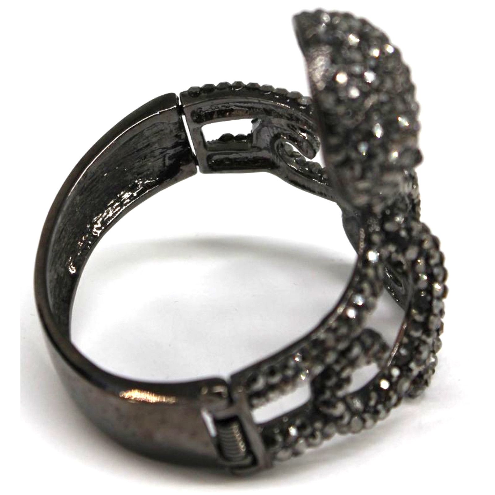 Other Vintage Black Rhinestone Metal Octopus Bracelet 7" Wrist Size ONE SIZE - 5 Thumbnail