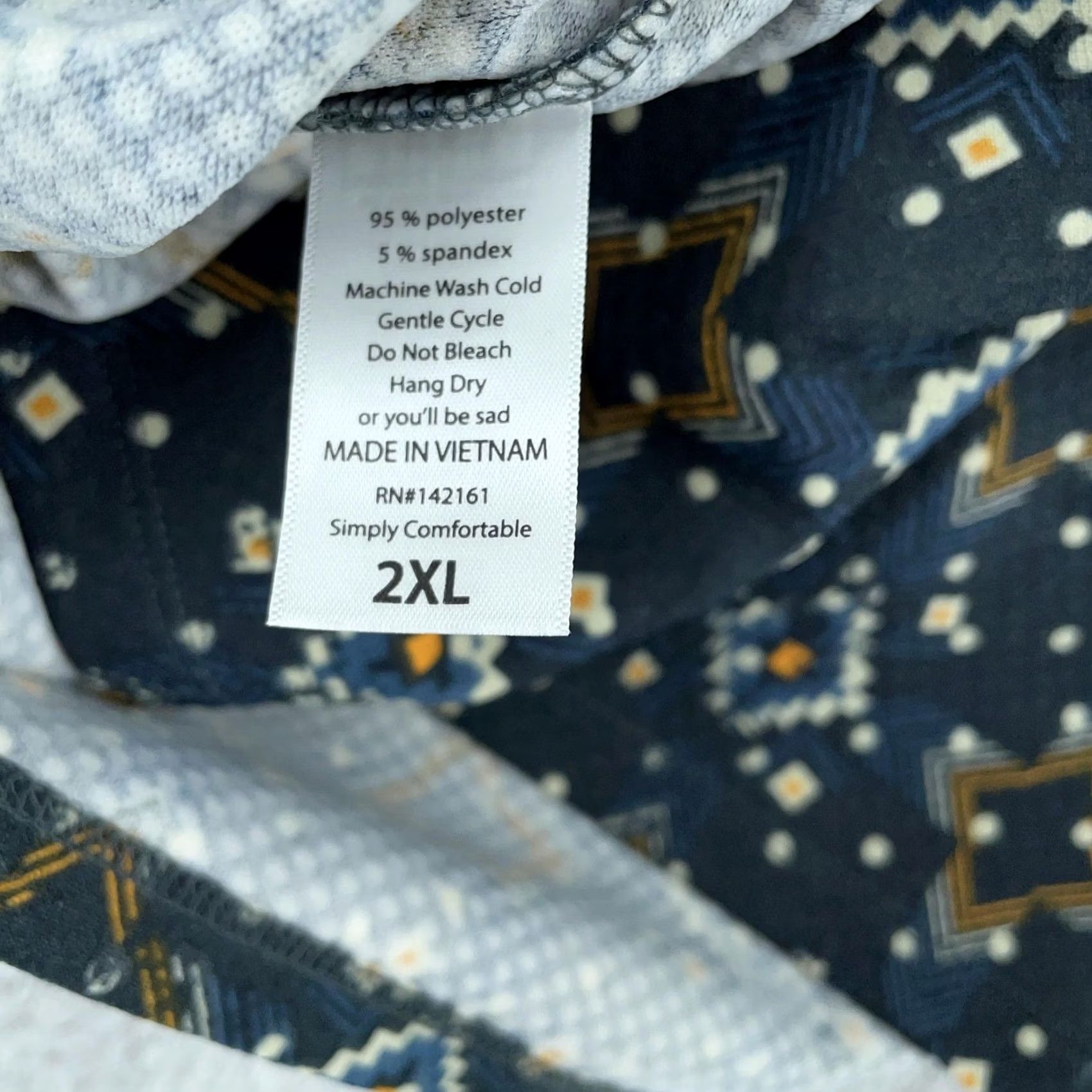 Vintage LuLaRoe Pencil Skirt Womens 2XL Navy Blue Geometric Print Stretch Knit Size 40" / US 18 - 8 Thumbnail