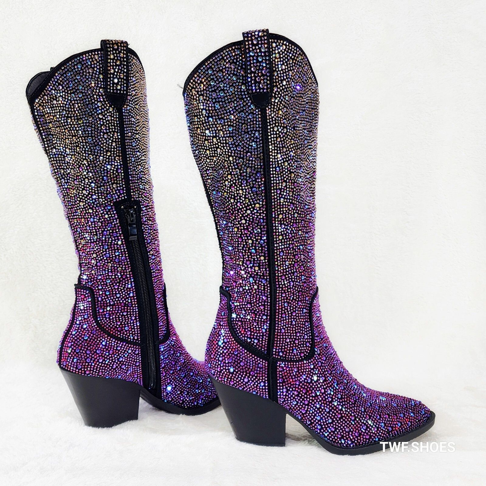 Other Wild Ones Glamour Cowboy Purple Multi Ombre Rhinestone Cowgi Size US 7 / IT 37 - 2 Thumbnail