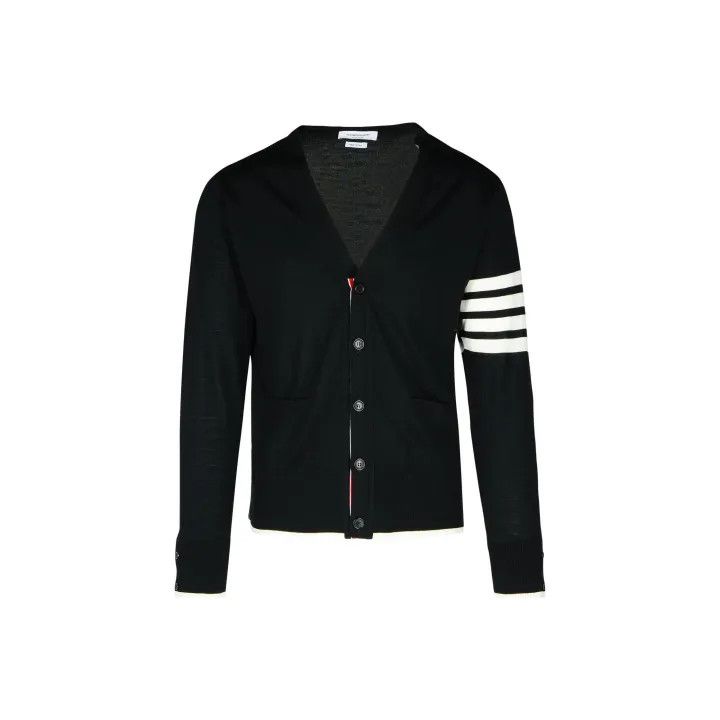 Thom Browne Thom Browne Striped V-Neck Cardigan for Men 0079 Size US S / EU 44-46 / 1 - 1 Thumbnail