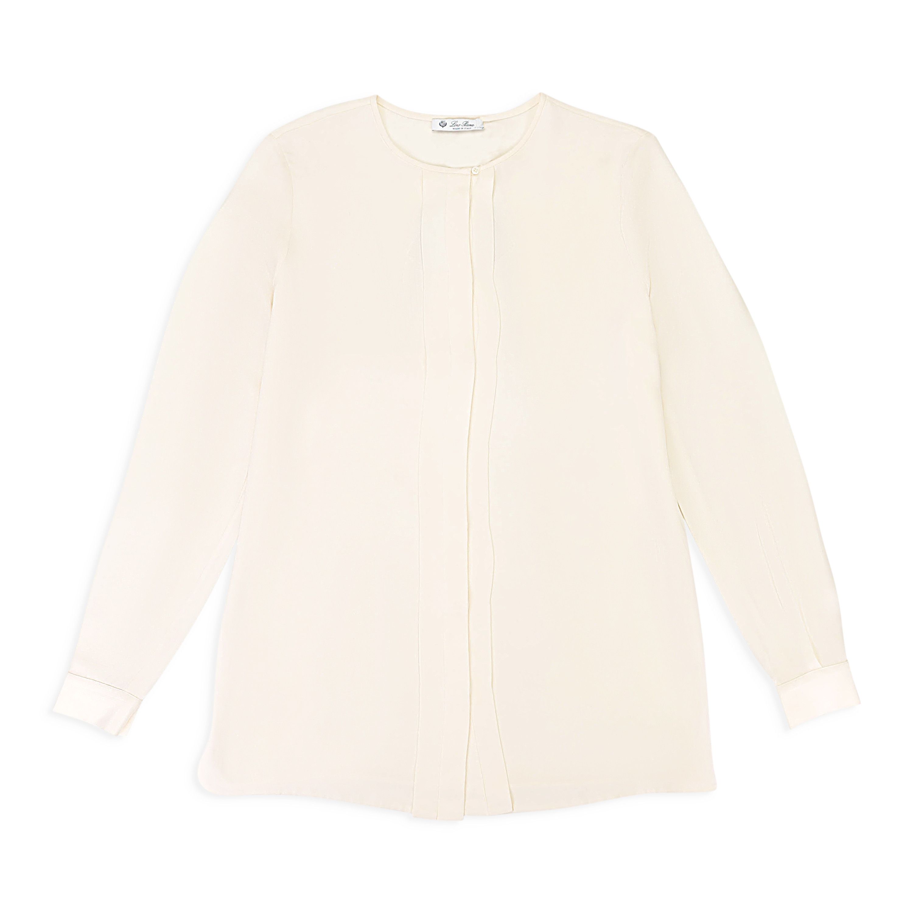 Loro Piana CREW NECK LONG SLEEVE WHITE BLOUSE SIZE 46 Size L / US 10 / IT 46 - 1 Thumbnail