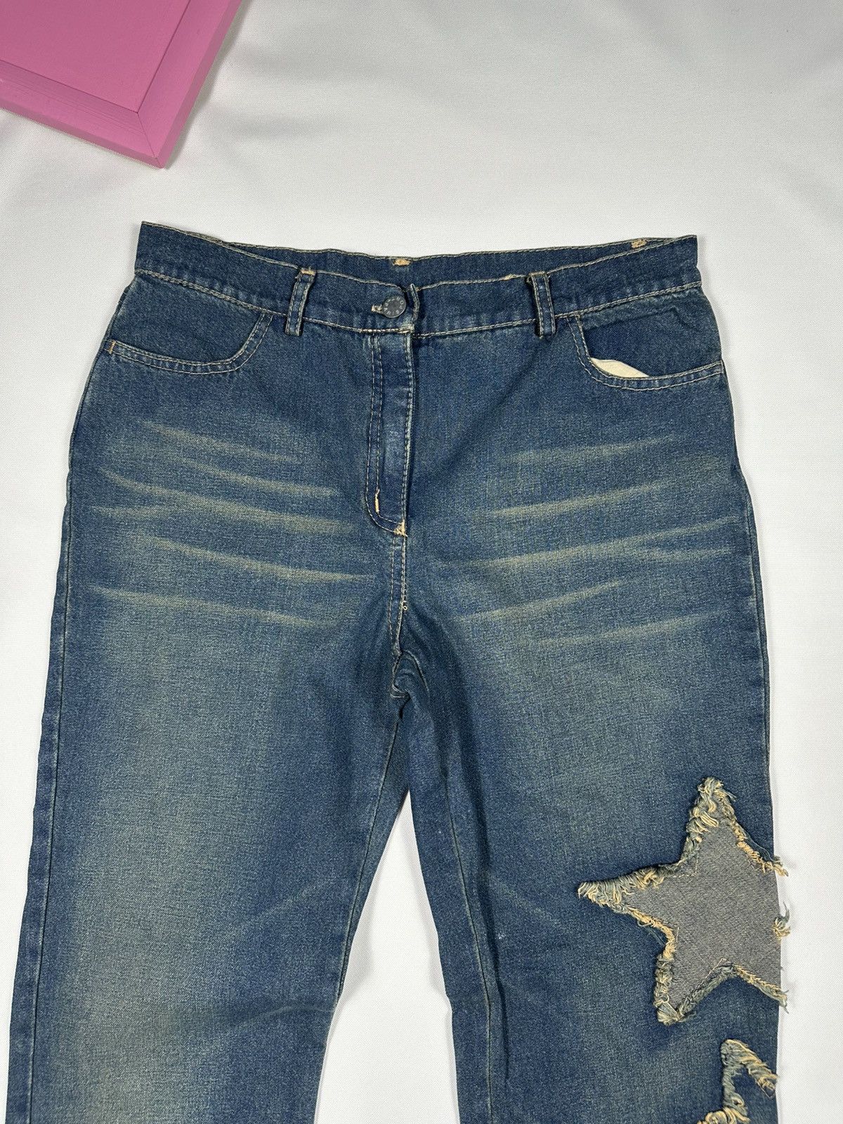 Vintage Parisport Y2k Vintage Distressed Star Straight Flared Jeans Size 28" / US 6 / IT 42 - 7 Thumbnail
