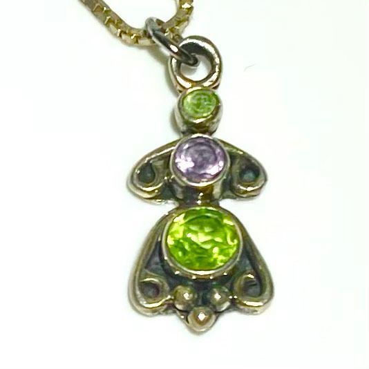 ADS# Sterling 925 Silver Necklace w/ Peridot Gem Accents