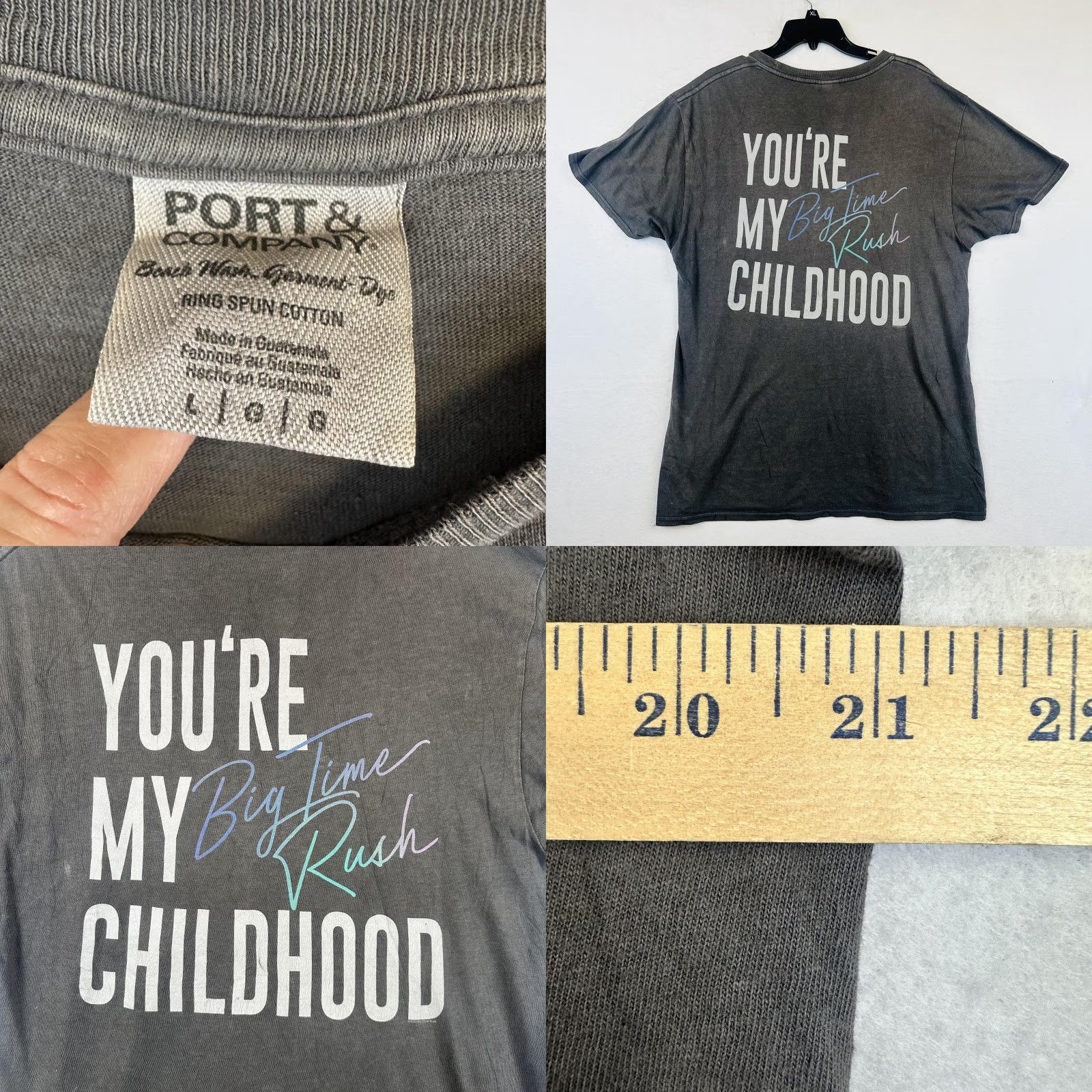 Port & Company Big Time Rush Mens Lg Gray Graphic You're My Childhood Nickelodeon Tee Shirt Size US L / EU 52-54 / 3 - 8 Thumbnail