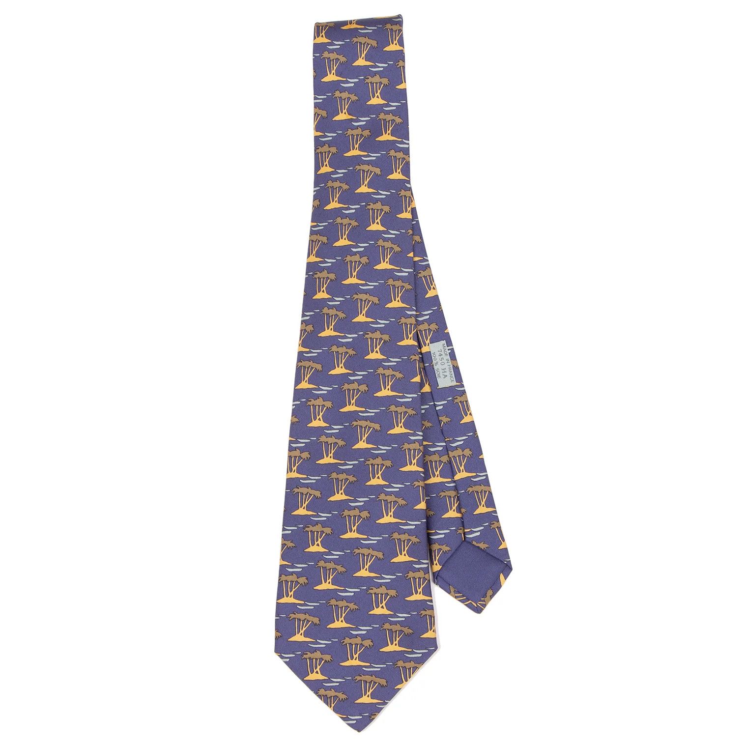 Hermes Silk Tie with Palm Pattern in Purple Size ONE SIZE - 1 Thumbnail