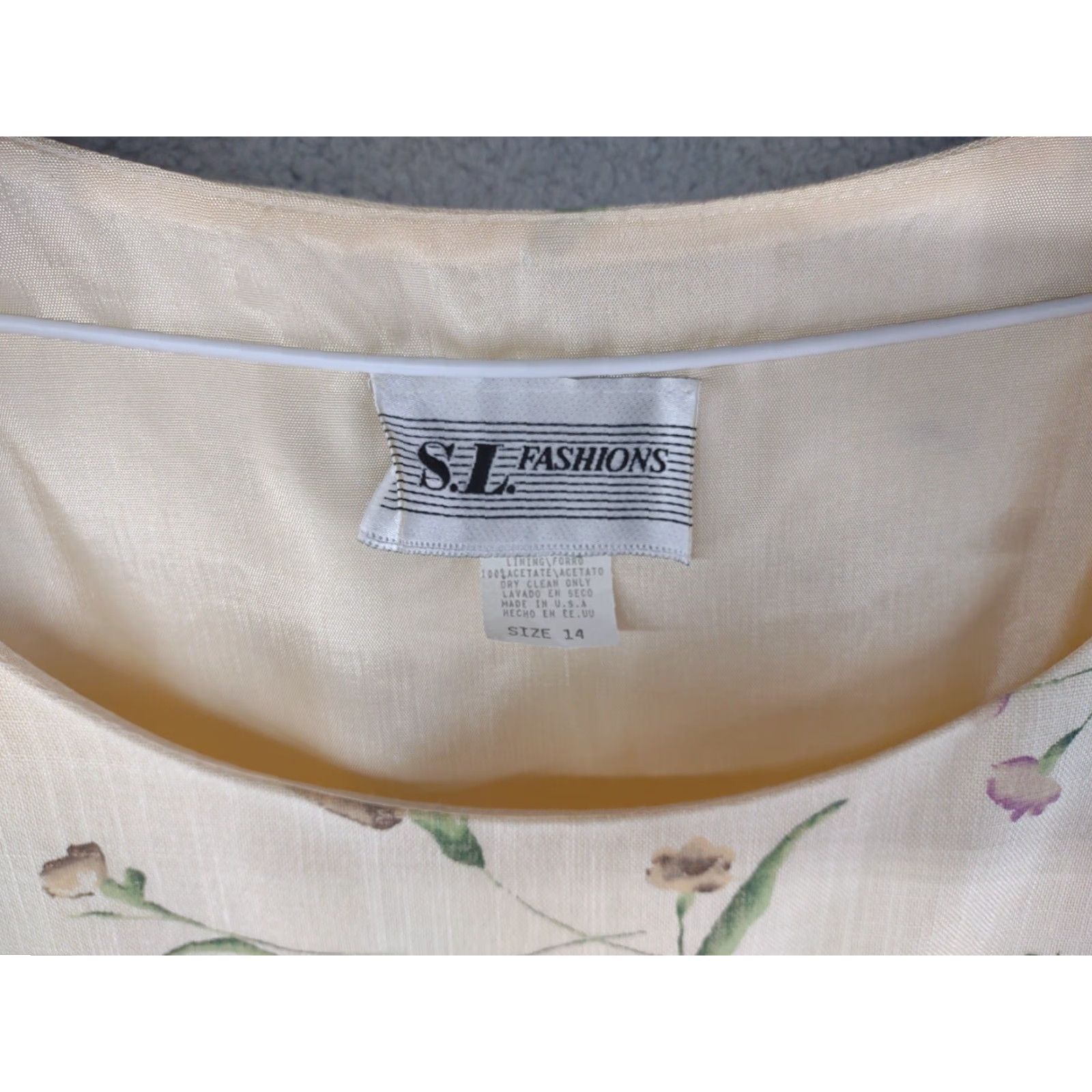 Vintage 90s SL FASHIONS Yellow Floral Pattern Shirt Long Dress USA Made Women's SZ 14 Size XL / US 12-14 / IT 48-50 - 4 Thumbnail
