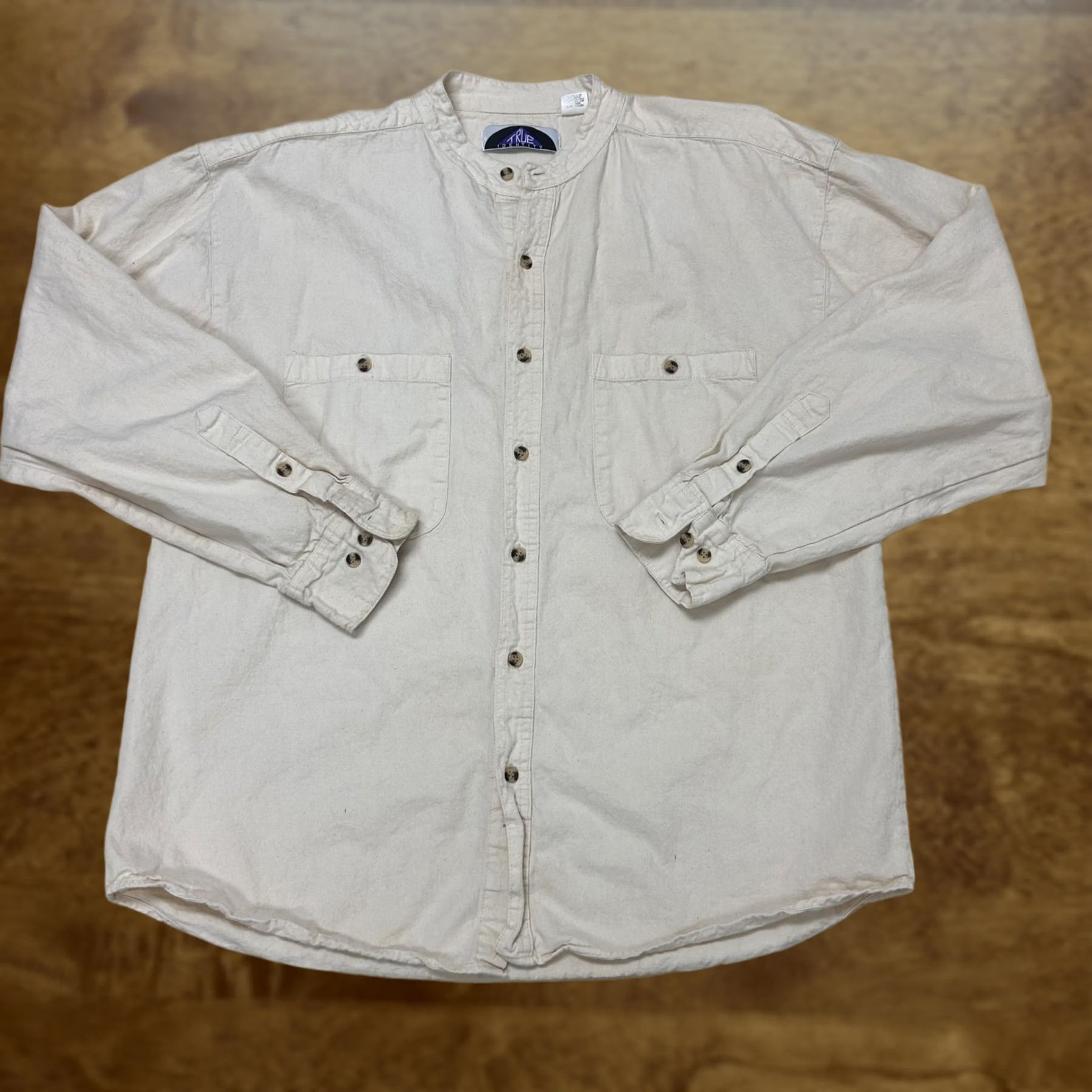 Vintage VINTAGE True Identity Shirt Mens XL Beige Solid Long Sleeve Button Up Casual Size US XL / EU 56 / 4 - 1 Thumbnail