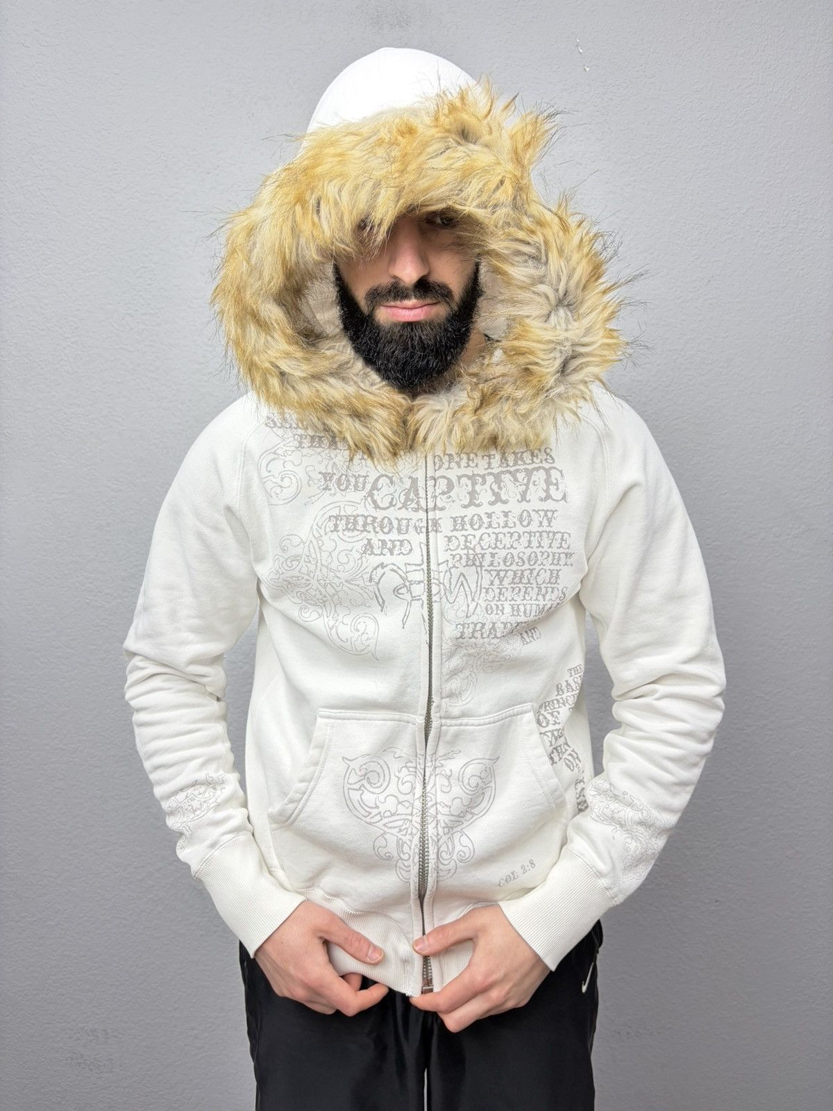 Le Grande Bleu (L.G.B.) Vintage Chrome Hearts Vibe Zip Hoodie Fur Hood Y2K Japanese Size US M / EU 48-50 / 2 - 2 Thumbnail