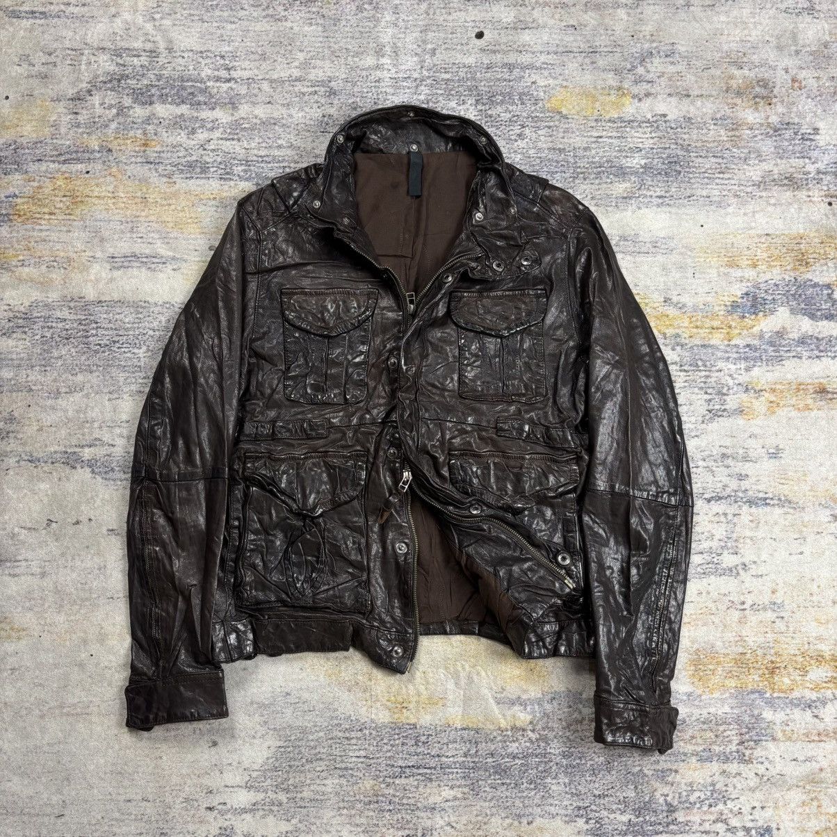 Isamu Katayama Backlash Designworks wrinkled leather jacket double zipper Size US M / EU 48-50 / 2 - 2 Thumbnail