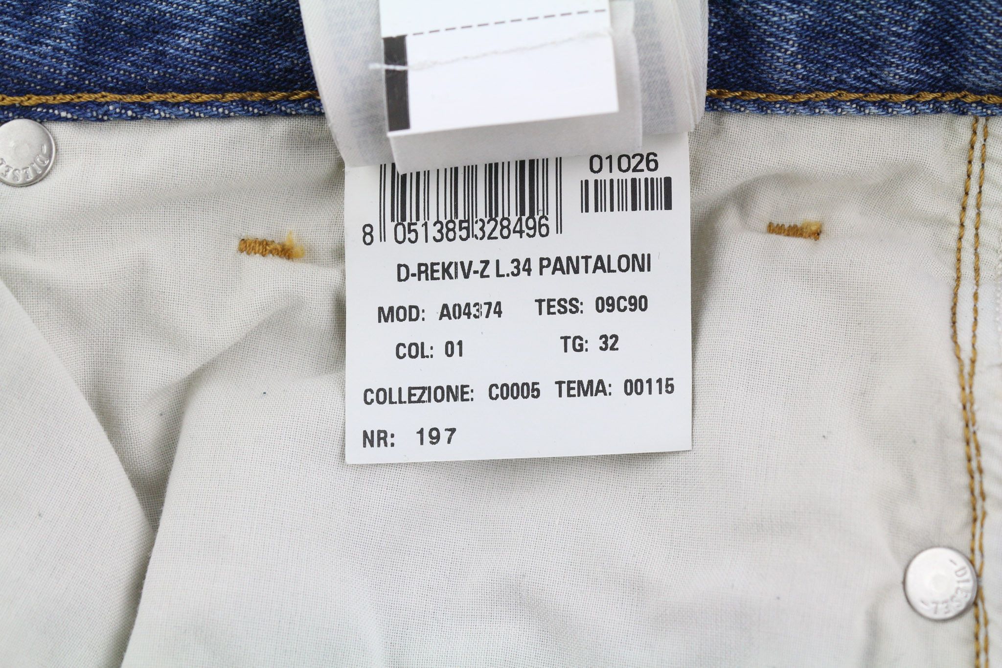 Diesel D-REKIV-Z 09C90 W32/L34 Distress Washed Denim 40391 Size US 32 / EU 48 - 12 Thumbnail
