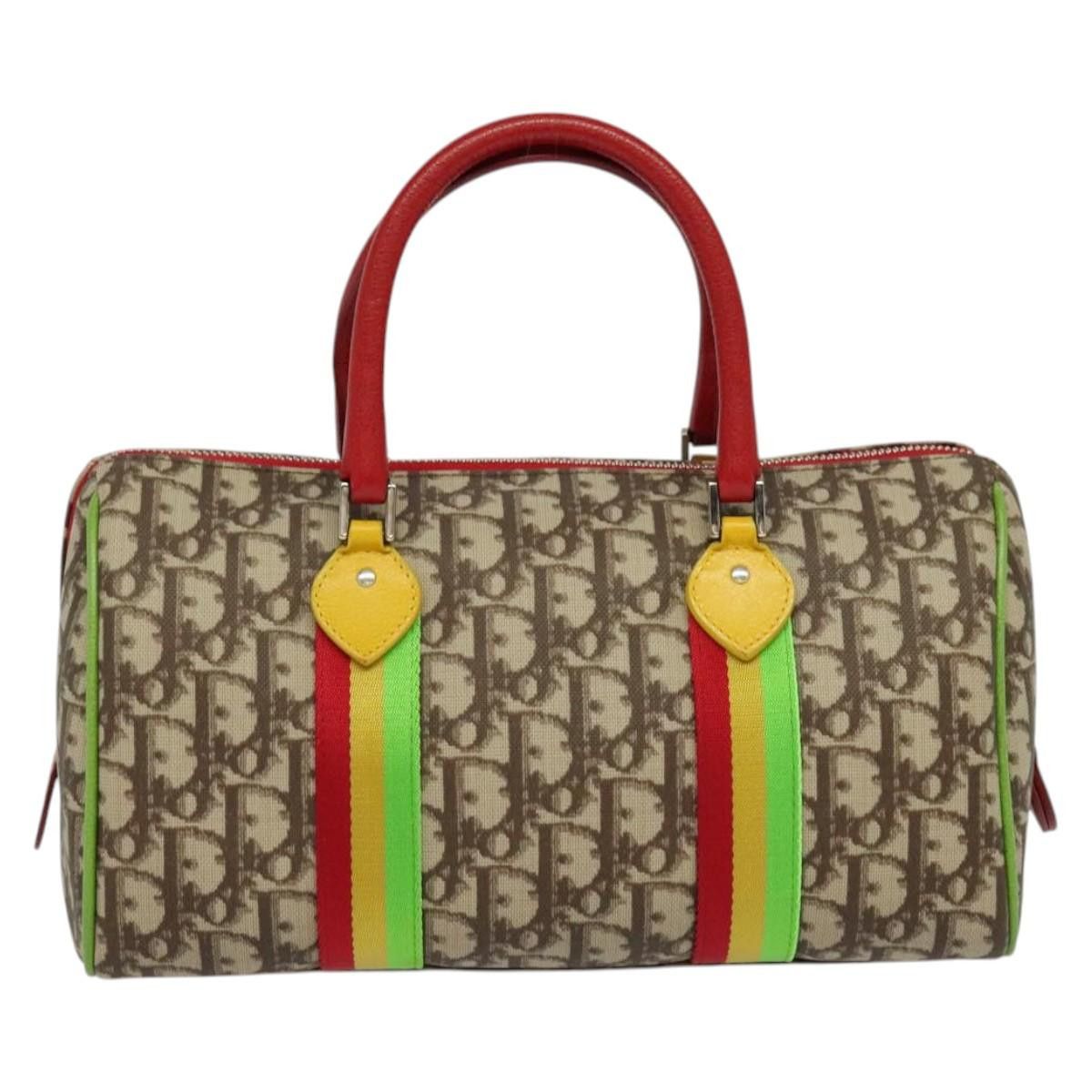 DIOR Trotter Canvas Rasta Color Hand Bag Beige Dior Trotter Rasta