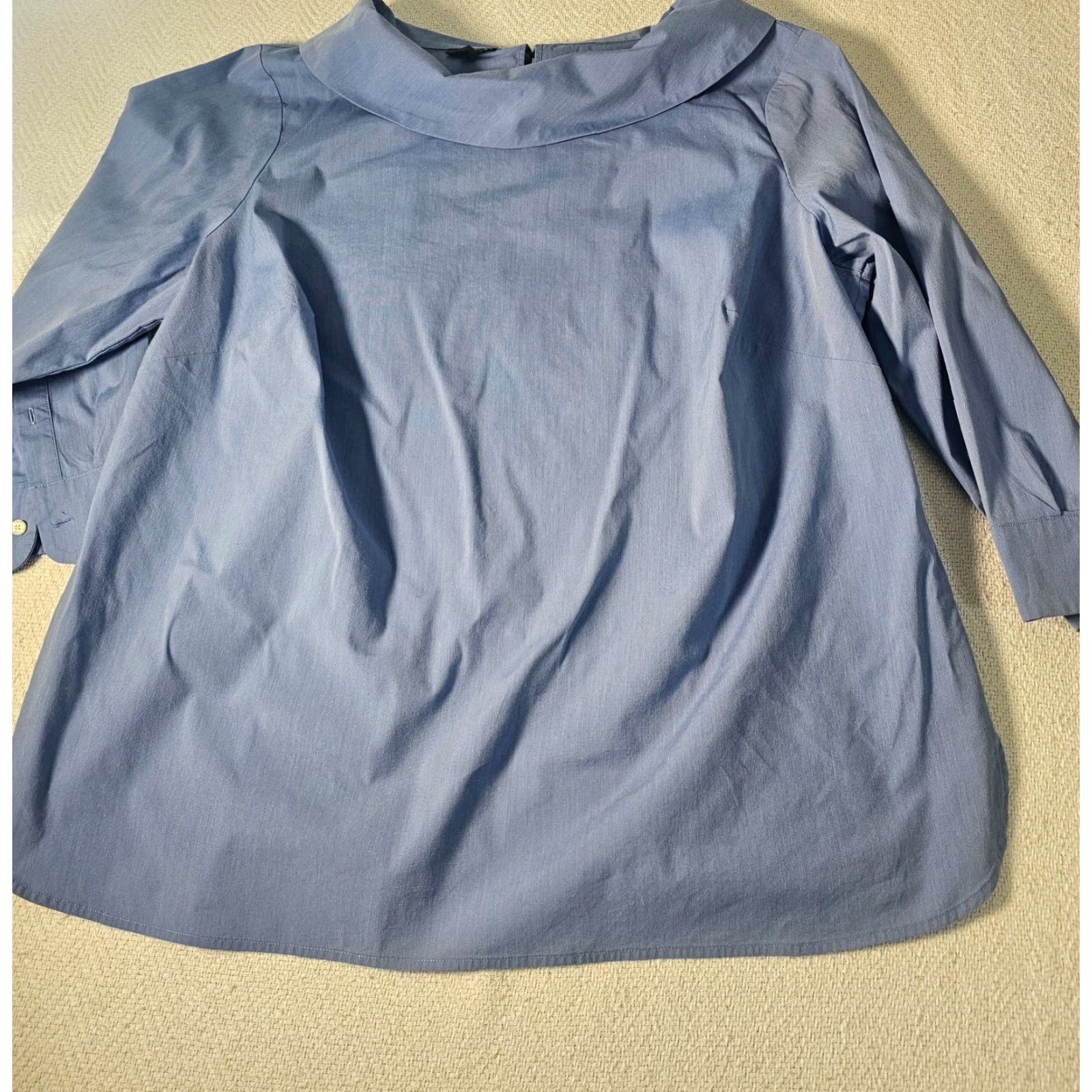 Talbots Talbots Blouse Shirt 1X Women Blue Cotton Stretch Poplin Sabrina Everyday Career Top Size XL / US 12-14 / IT 48-50 - 7 Thumbnail