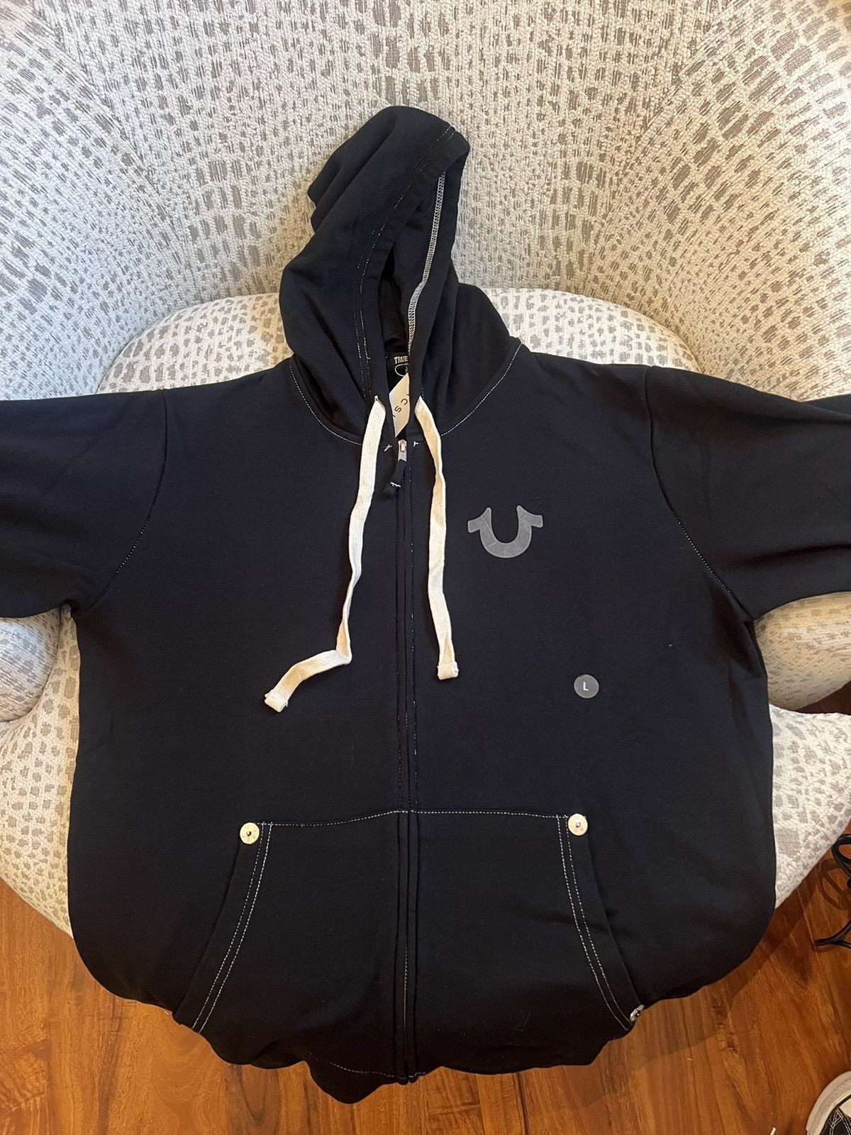 True Religion True Religion Big T Logo Full Zip Hoodie Size US L / EU 52-54 / 3 - 2 Thumbnail