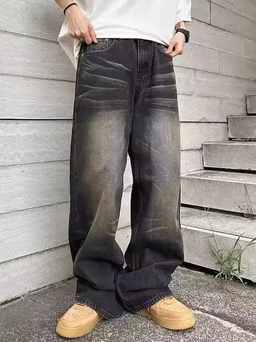 Japanese Brand × Jean Street hip hop ripple texture retro straight jeans Size US 32 / EU 48 - 1 Thumbnail