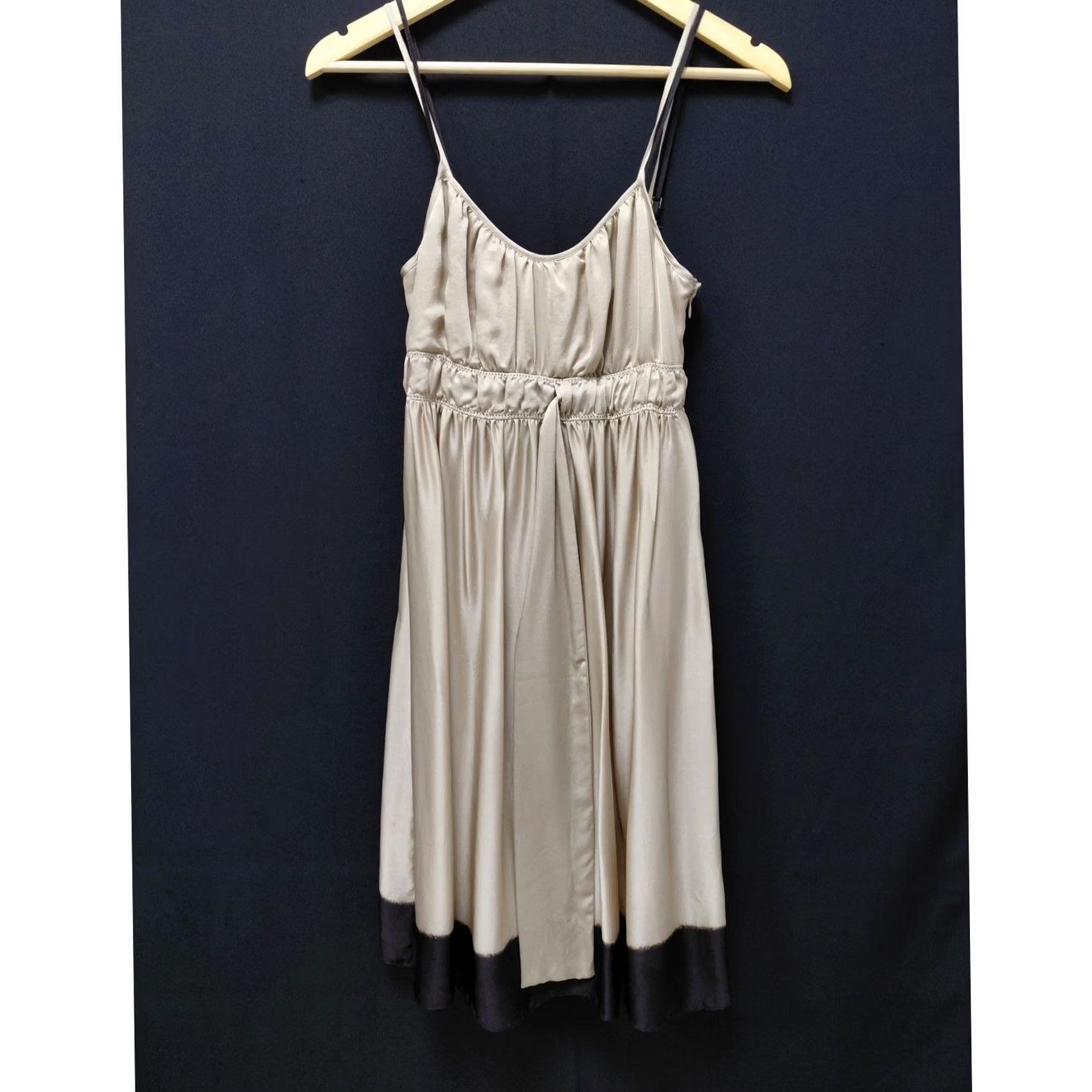 Banana Republic BANANA REPUBLIC Dress Beige Solid Sleeveless Knee Length 00P Silk Foldover Tank Style Ladies Womens NWT Size XXS / US 00 / IT 34 - 3 Thumbnail