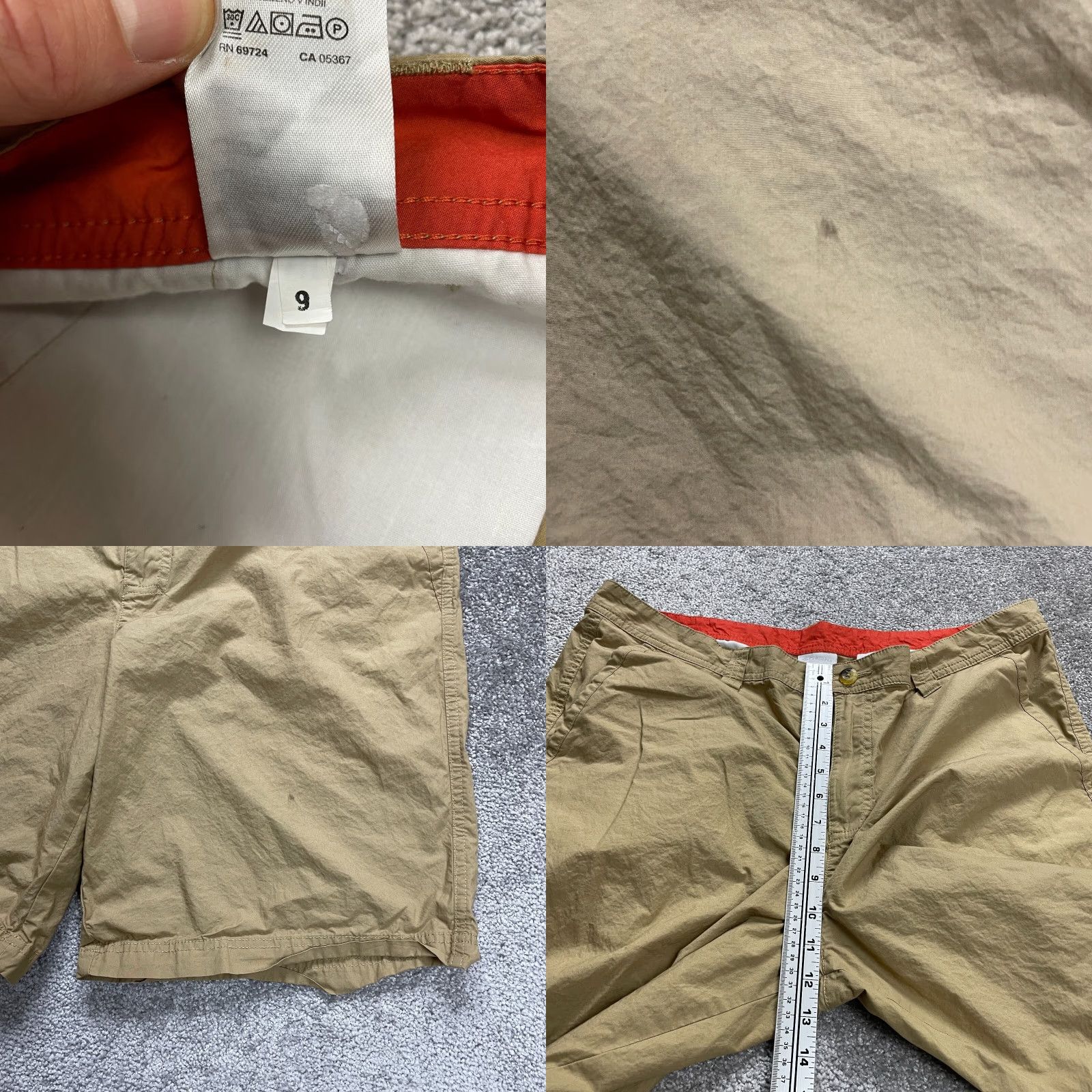 Vintage Columbia Chino Shorts Men Brown Flat Front Casual 38x9 Cotton Slash Pocket - Regular Fit - 9 in Inseam, 38 Waist, Brown, Solid, Outdoor, Classic, Men Size US 38 / EU 54 - 8 Thumbnail