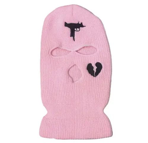 VIBE Embroidered Balaclava Ski Mask Head Facemask Pink Color Size ONE SIZE - 5 Thumbnail