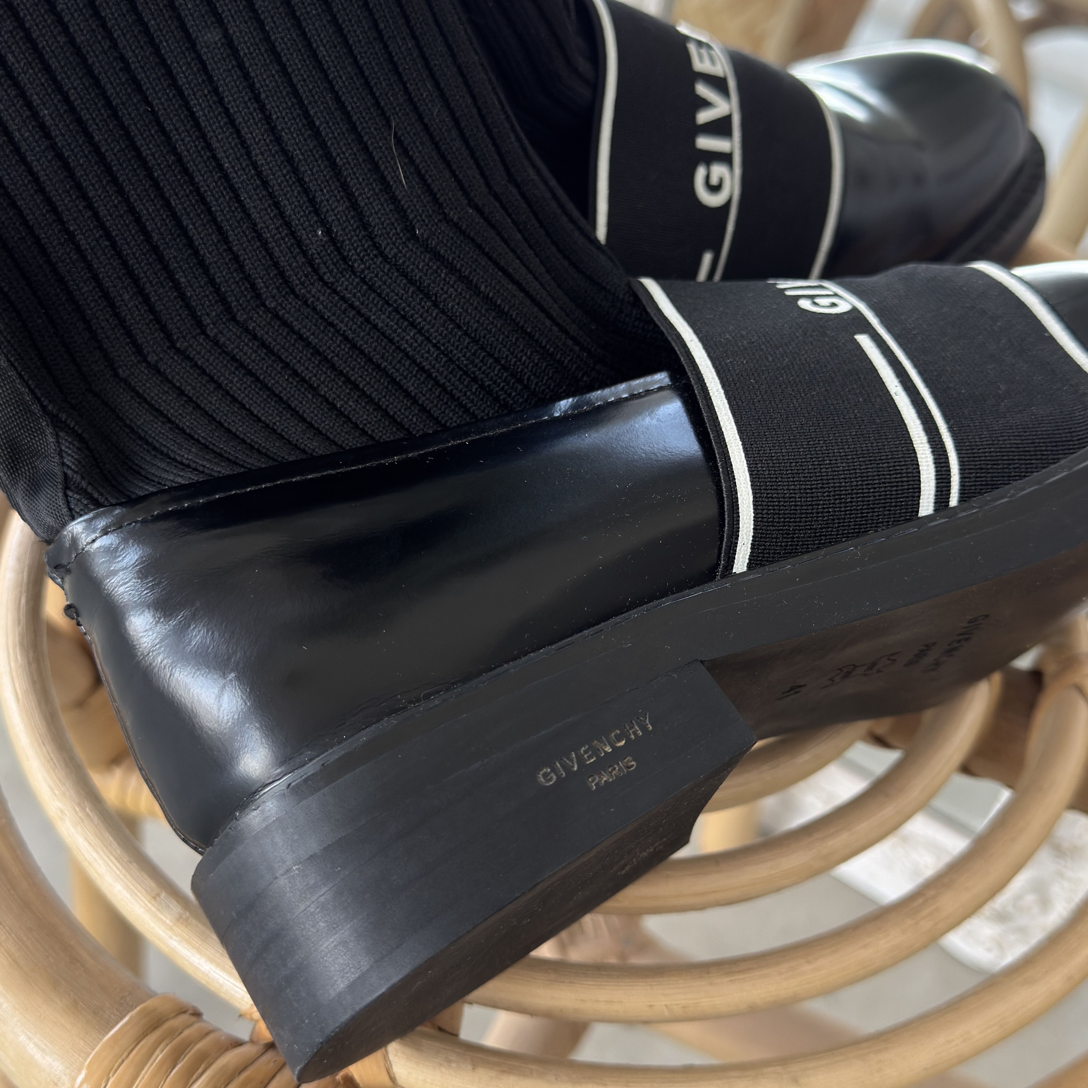 Givenchy Givenchy Paris George V Black Sock Knit Leather Boots EU 41 Size US 8 / EU 41 - 5 Thumbnail