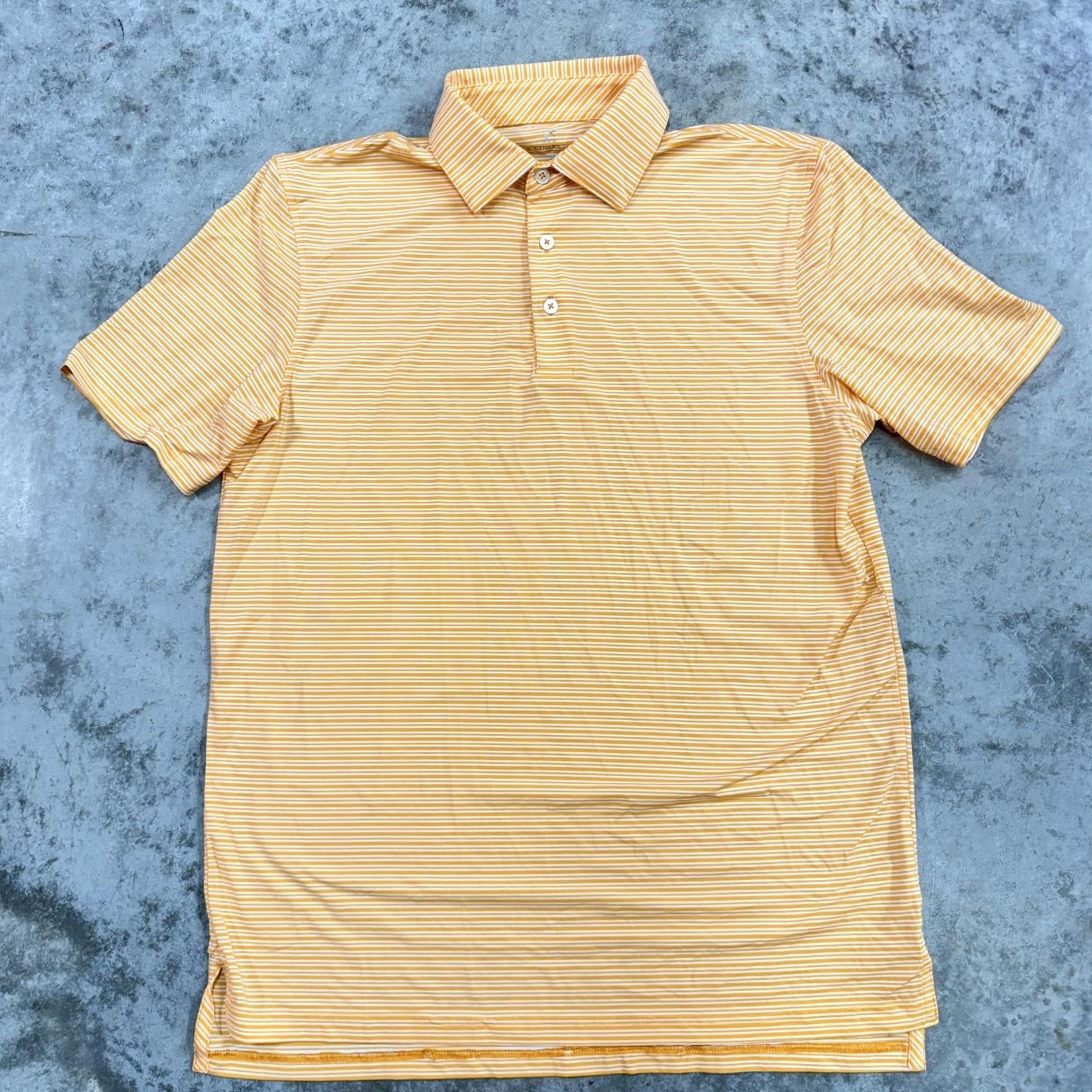 Peter Millar Southern Tide polo Shirt Mens M Orange White Stripe Golf brrr Performance Size US M / EU 48-50 / 2 - 2 Thumbnail