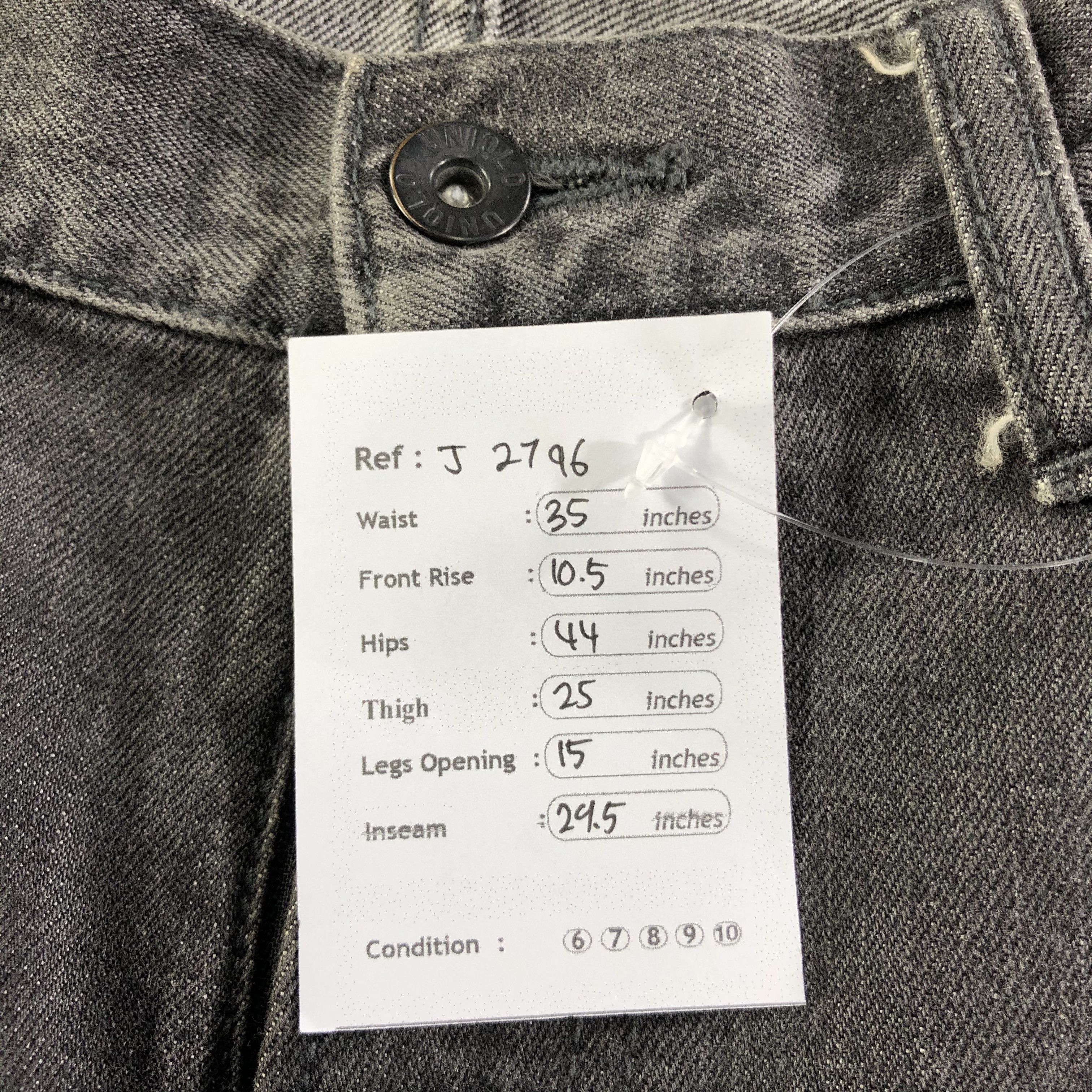 Japanese Brand Uniqlo Selvedge Jeans Faded Black Denim -J2796 Size US 35 - 11 Thumbnail